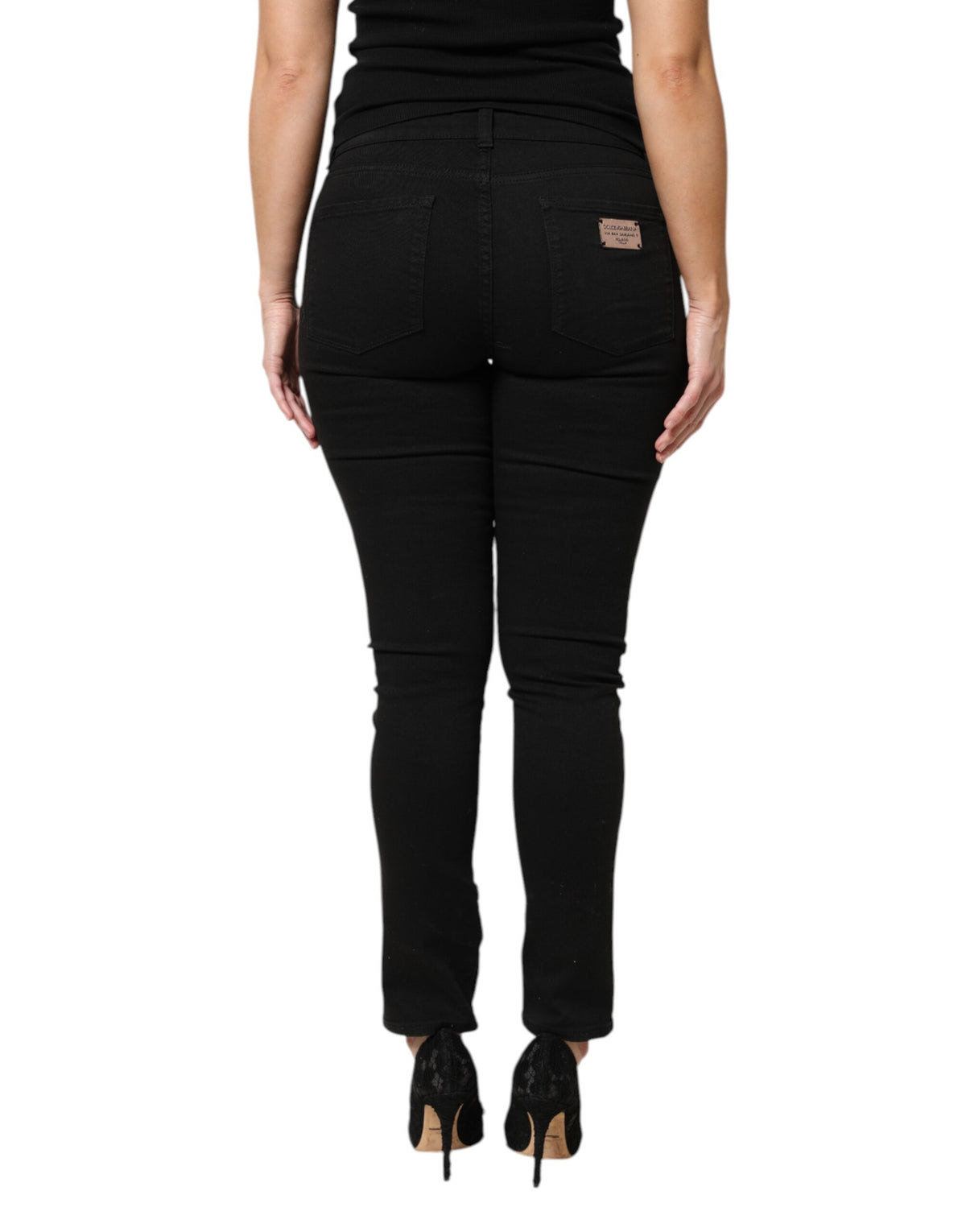 Dolce & Gabbana Black Cotton Skinny Jeans - Timeless Luxury
