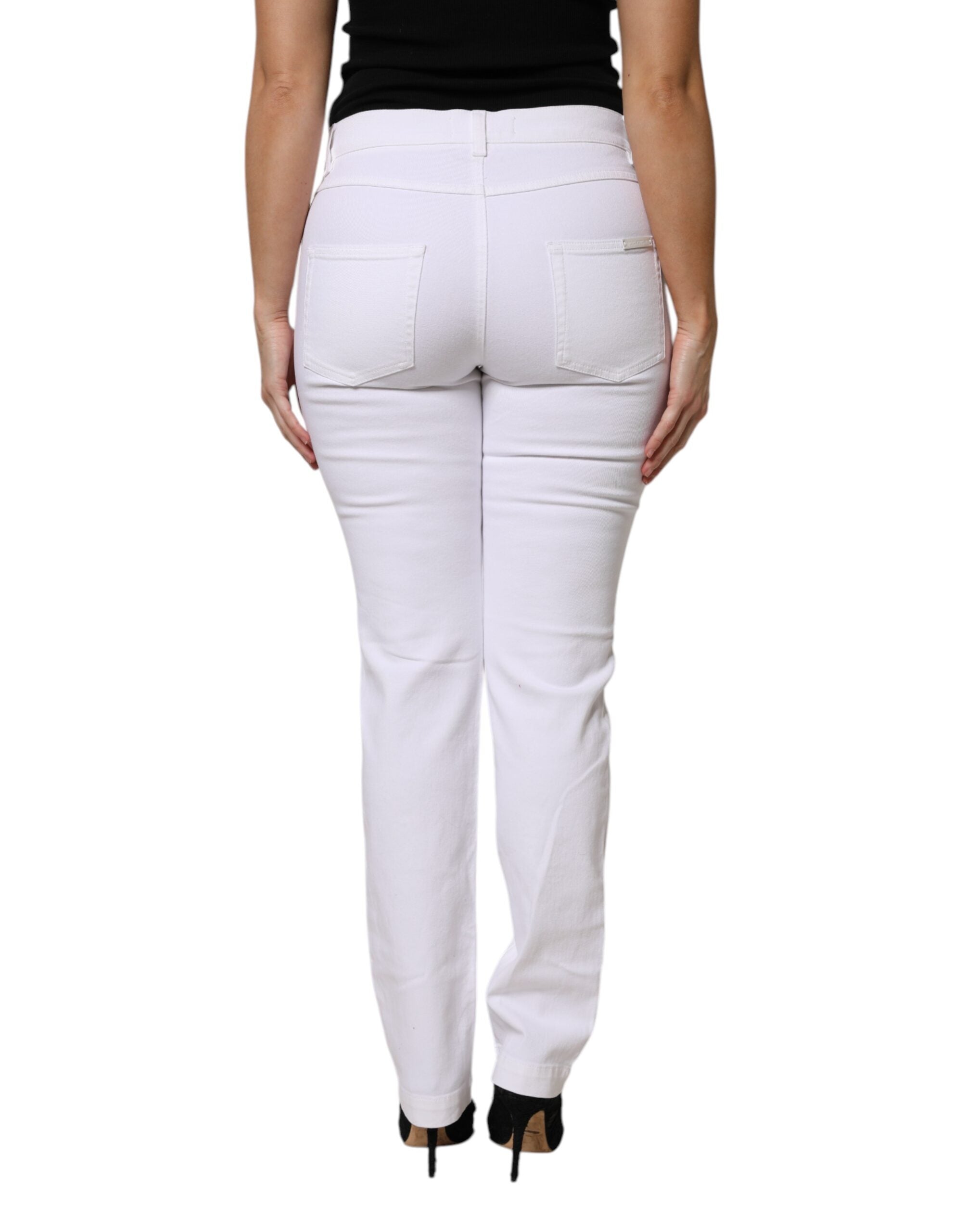 Dolce & Gabbana White Floral Sequined GIRLY Denim Jeans