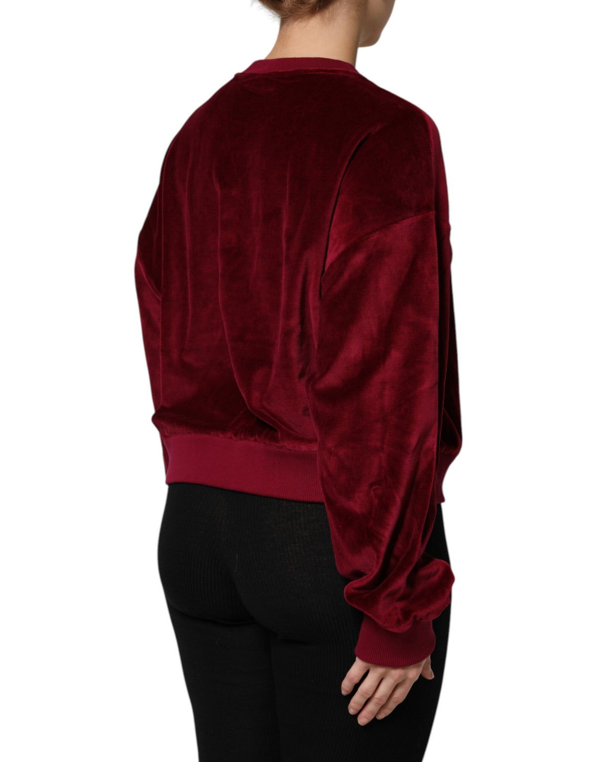 Dolce & Gabbana Red Velvet Crew Neck Sweater - Luxurious Elegance