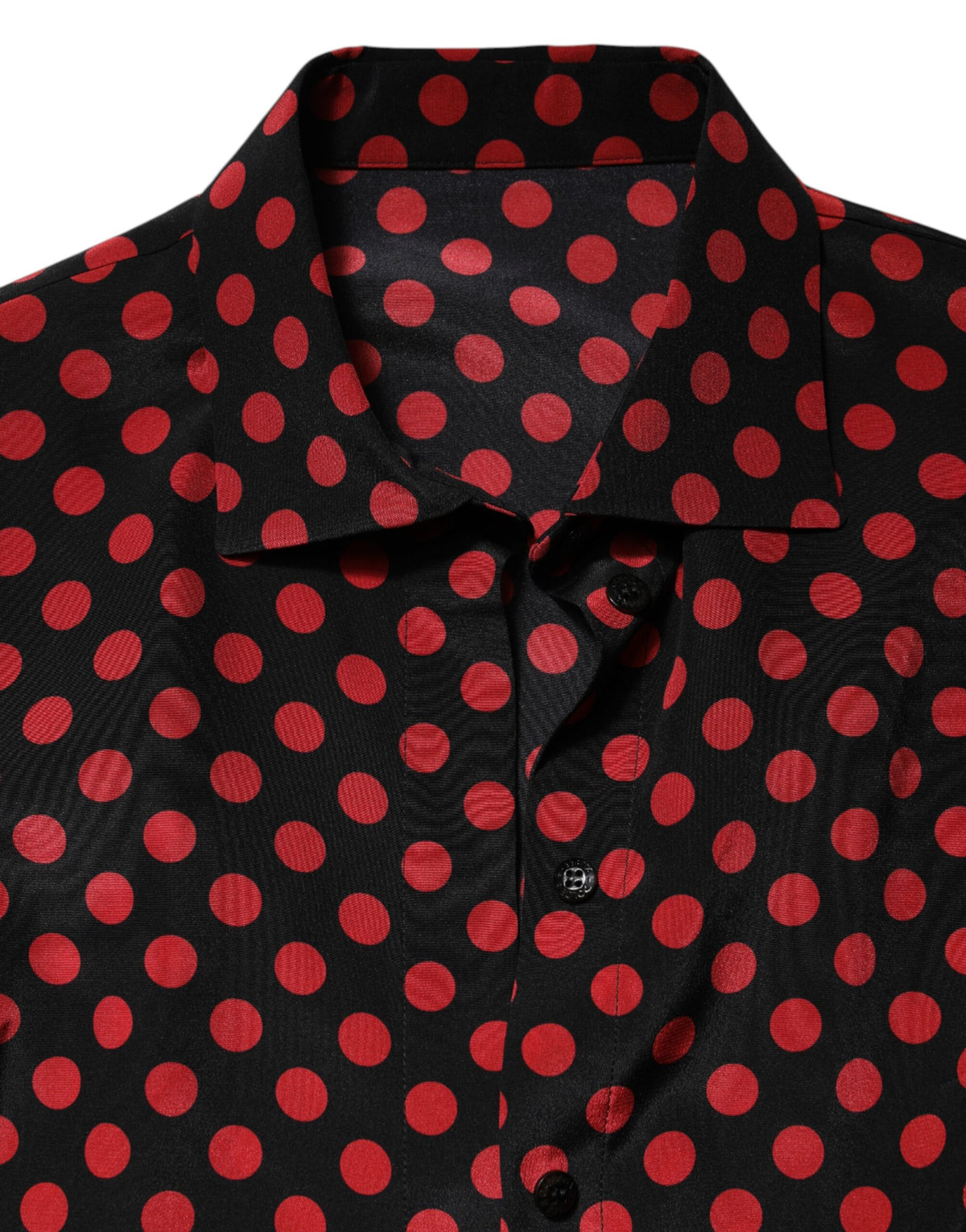 Elevate your wardrobe with the Dolce & Gabbana Black Red Polka Dot Silk Long Sleeves Top, a masterpiece of Italian craftsmanship that embodies timeless elegance and sensual allure.