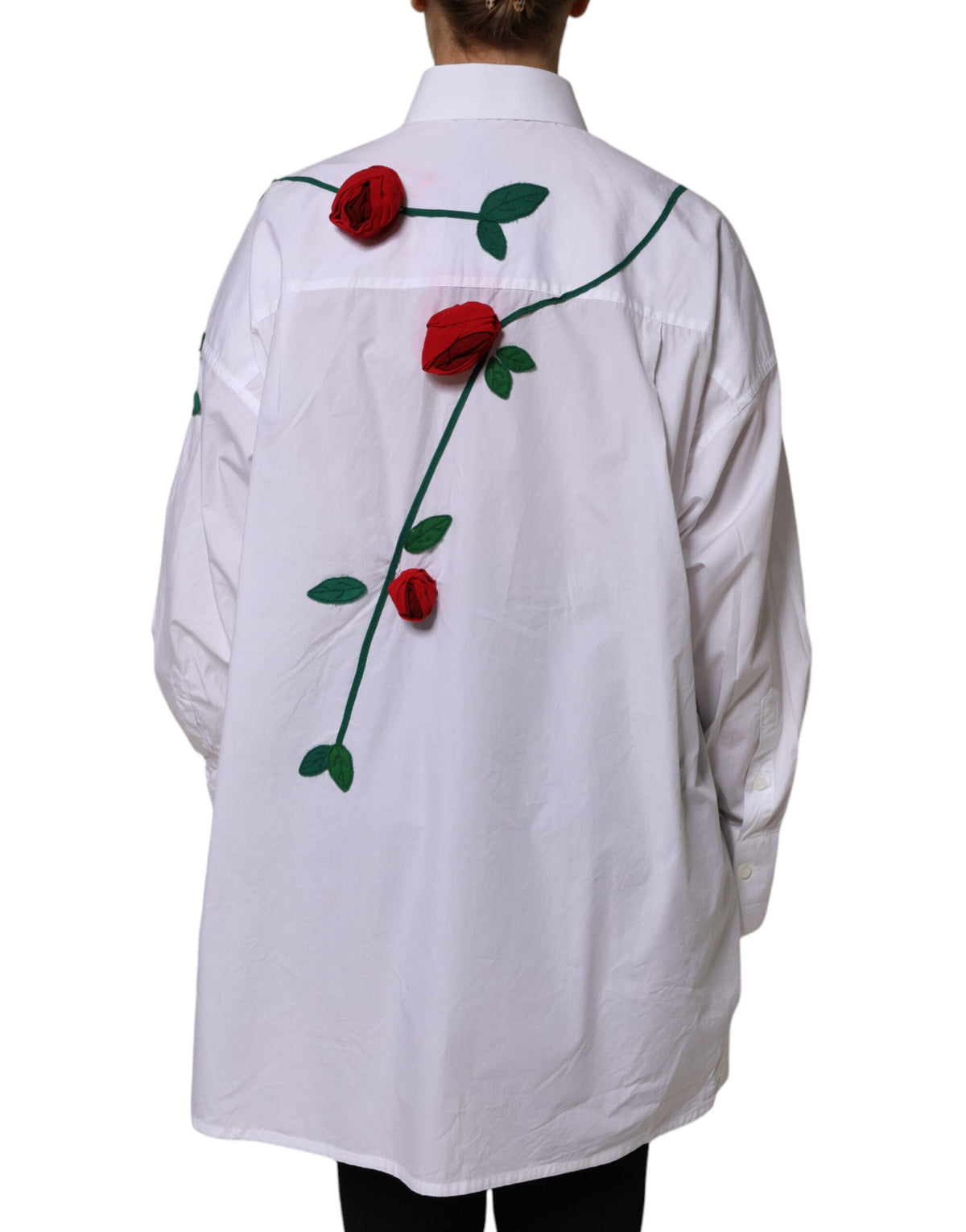 Experience the exquisite allure of Dolce & Gabbana's White Cotton Floral Appliques Dress Shirt Top, where luxurious craftsmanship meets timeless elegance, perfect for the discerning individual.