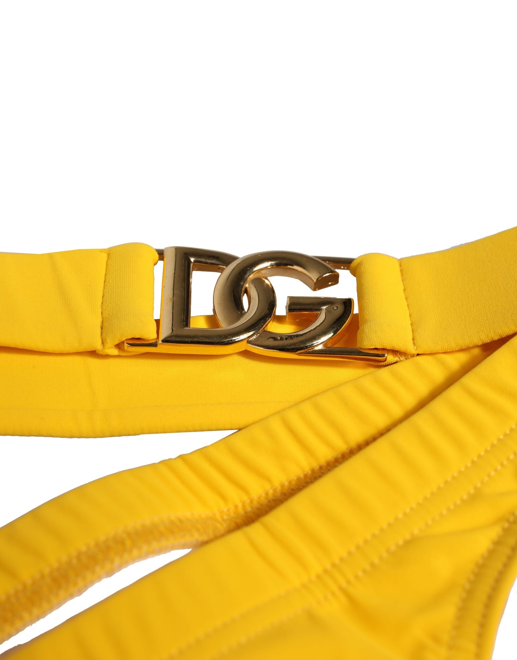 Dolce & Gabbana Yellow Waistband Logo Beachwear Brief Swimwear