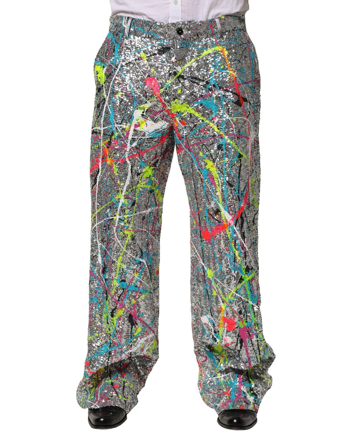 Indulge in the allure of Dolce & Gabbana Multicolor Sequined Embellished Pants, where exquisite craftsmanship meets luxurious comfort, perfect for the discerning individual.