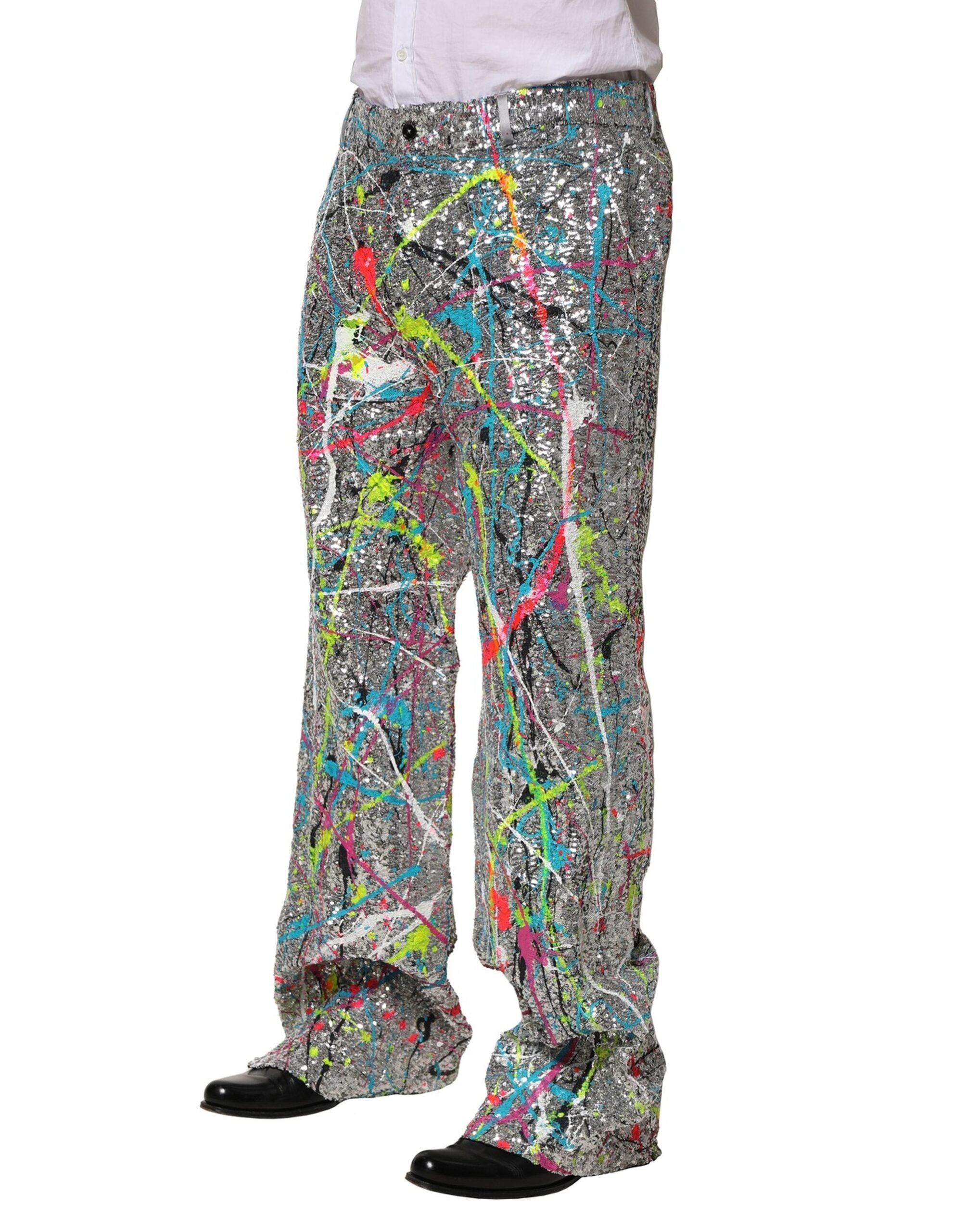Indulge in the exquisite allure of Dolce & Gabbana's Multicolor Sequined Embellished Pants, where luxurious craftsmanship meets vibrant elegance, perfect for the discerning individual.