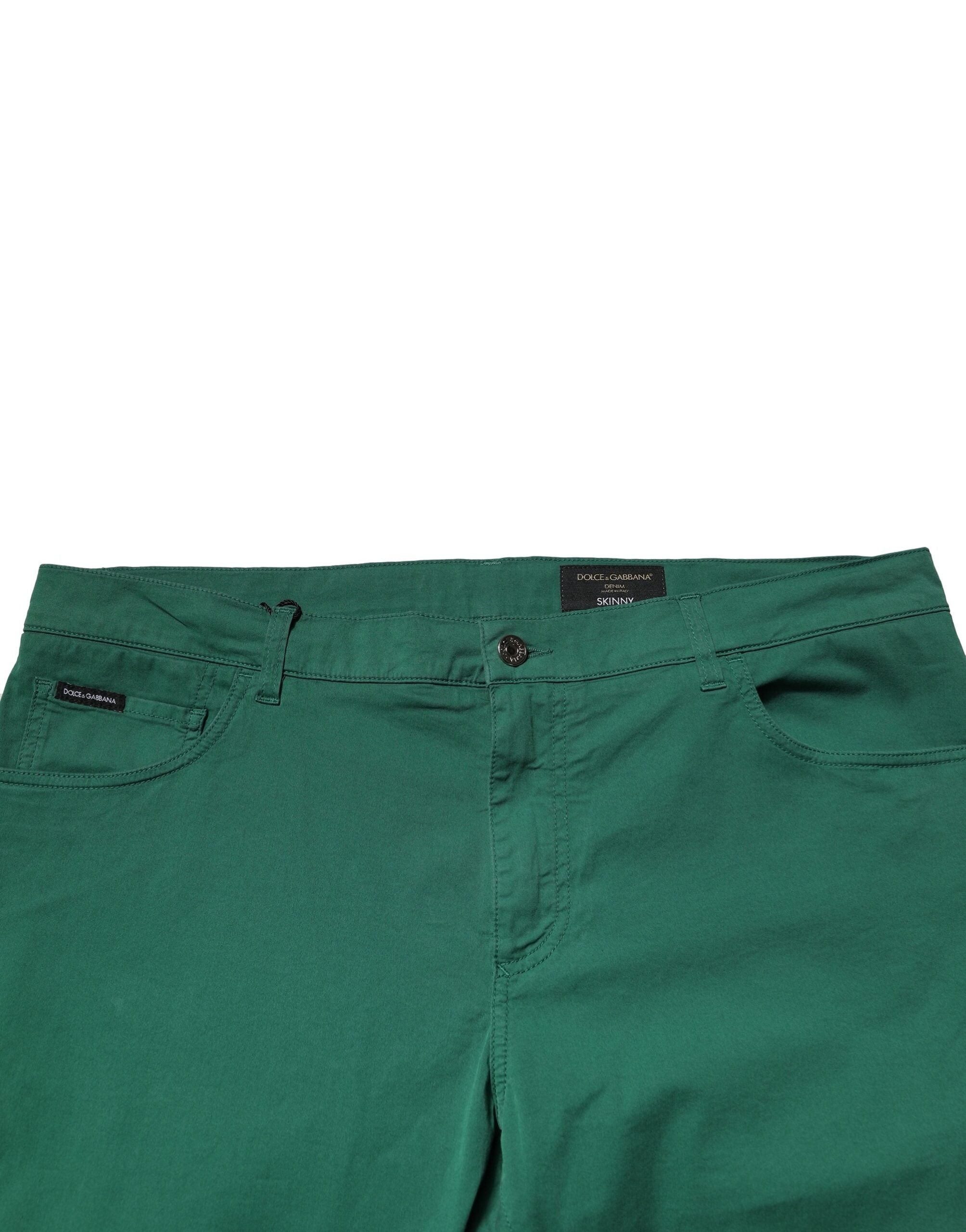 Dolce & Gabbana Green Cotton Stretch Skinny Men Denim Jeans