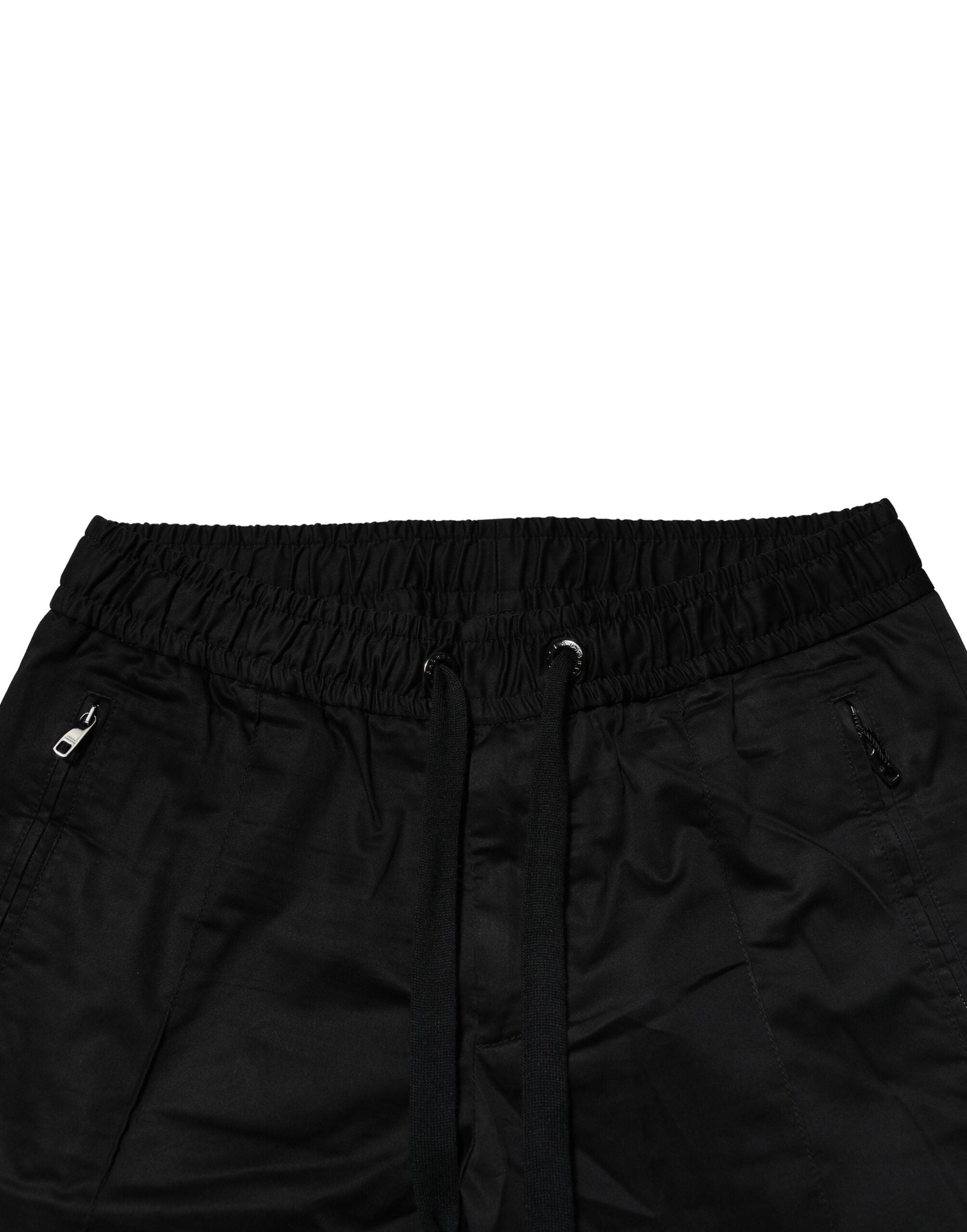 Dolce & Gabbana Black Cotton Mid Waist Jogger Pants