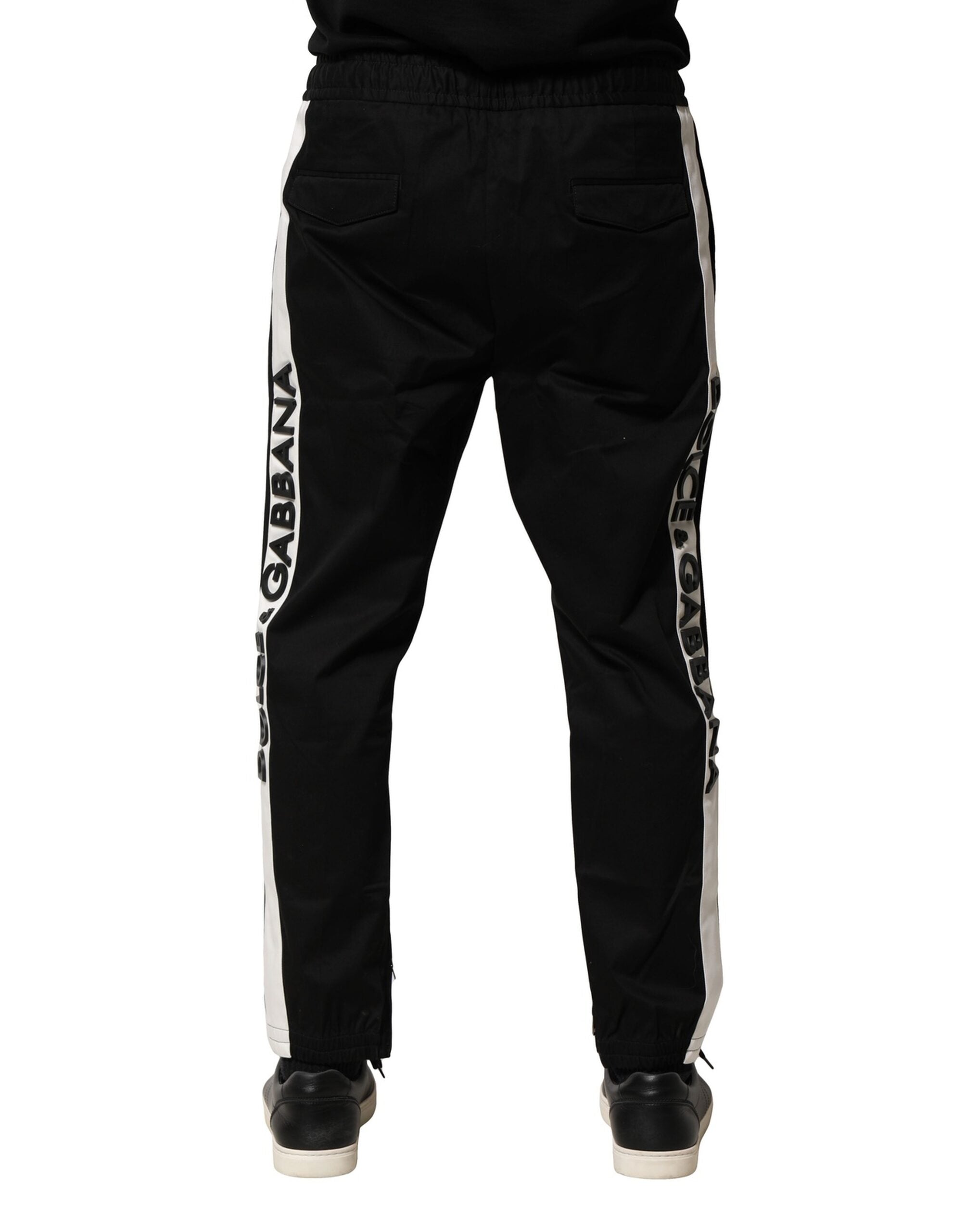 Dolce & Gabbana Black Cotton Mid Waist Jogger Pants