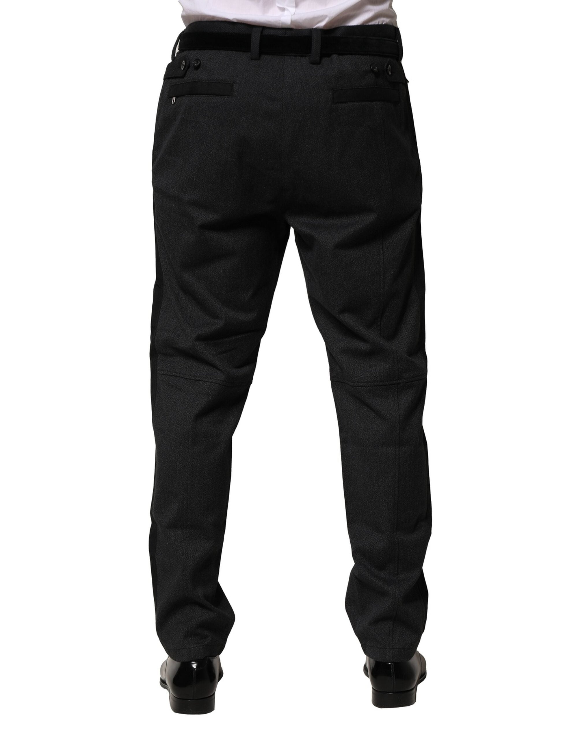 Dolce & Gabbana Black Cotton Dress Slim Formal Pants Couture