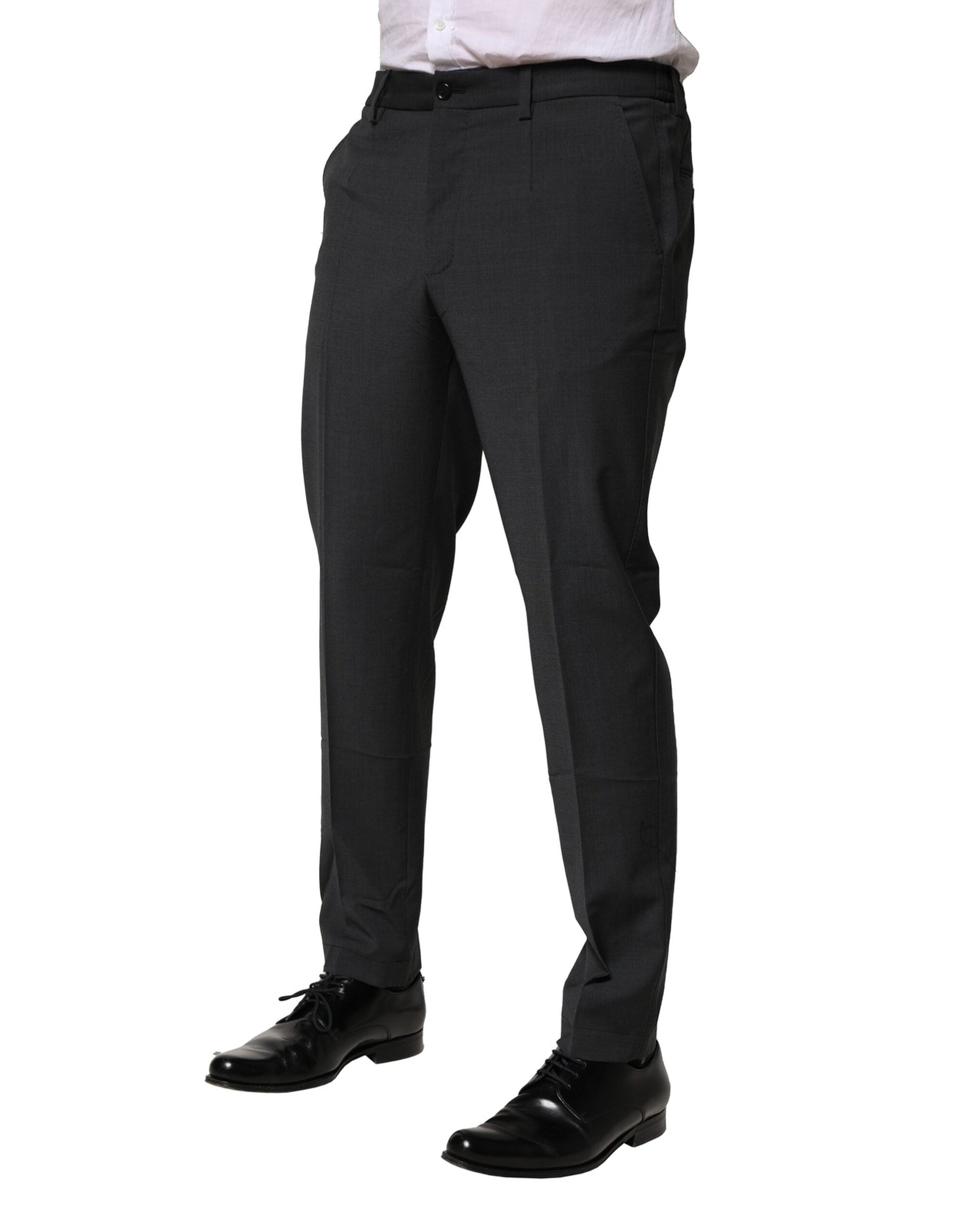 Dolce & Gabbana Black Wool Dress Slim Formal Pants
