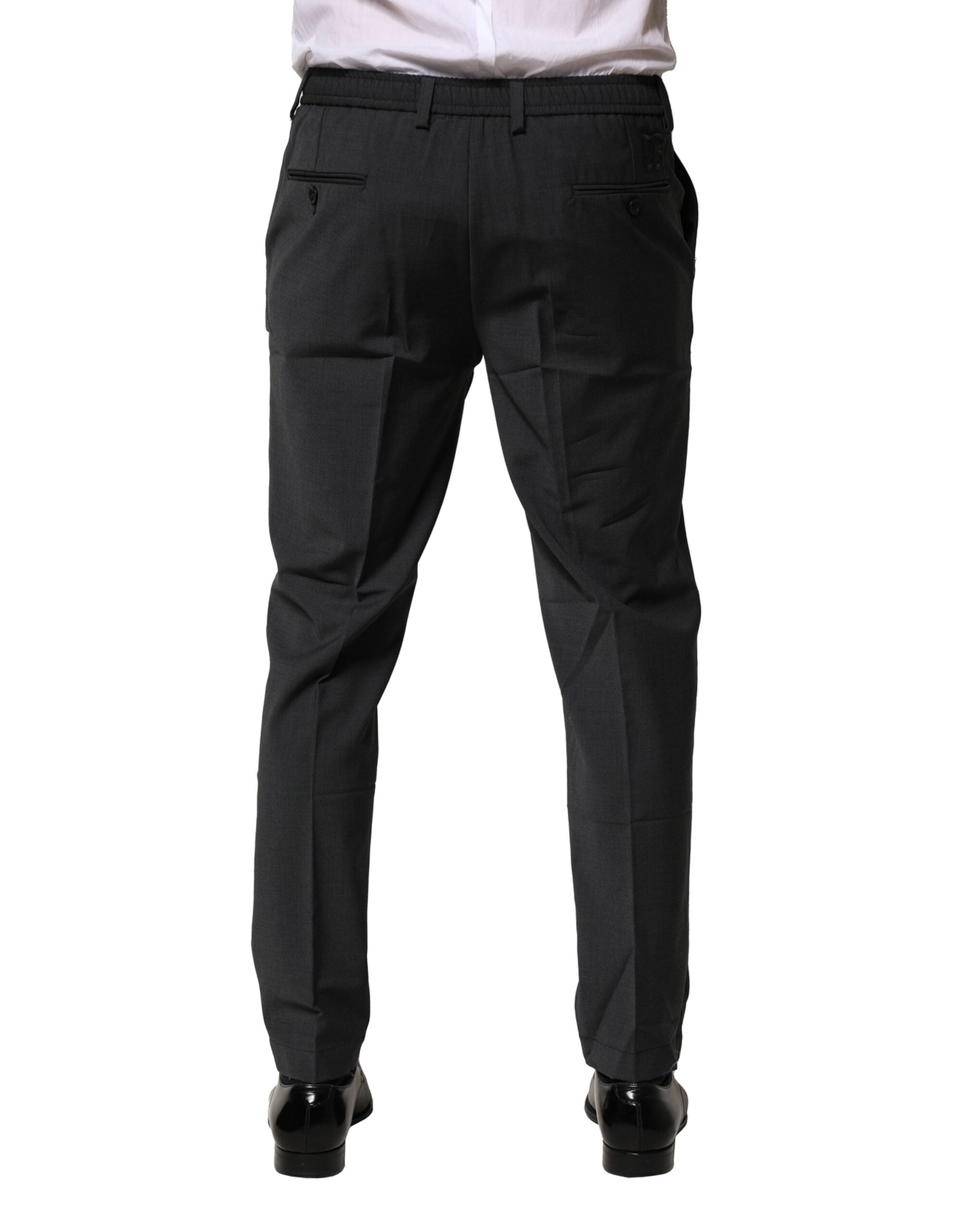Dolce & Gabbana Black Wool Dress Slim Formal Pants