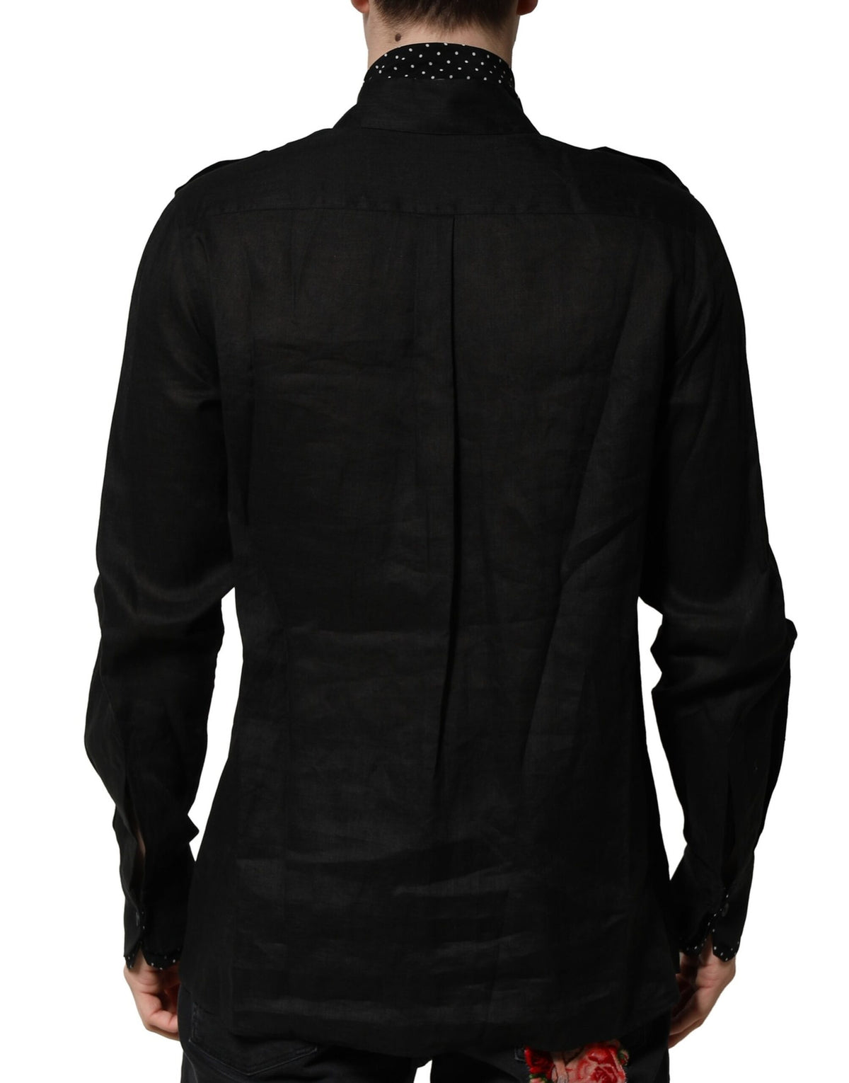 Dolce & Gabbana Black Polka Dot Linen Silk Shirt - Timeless Luxury