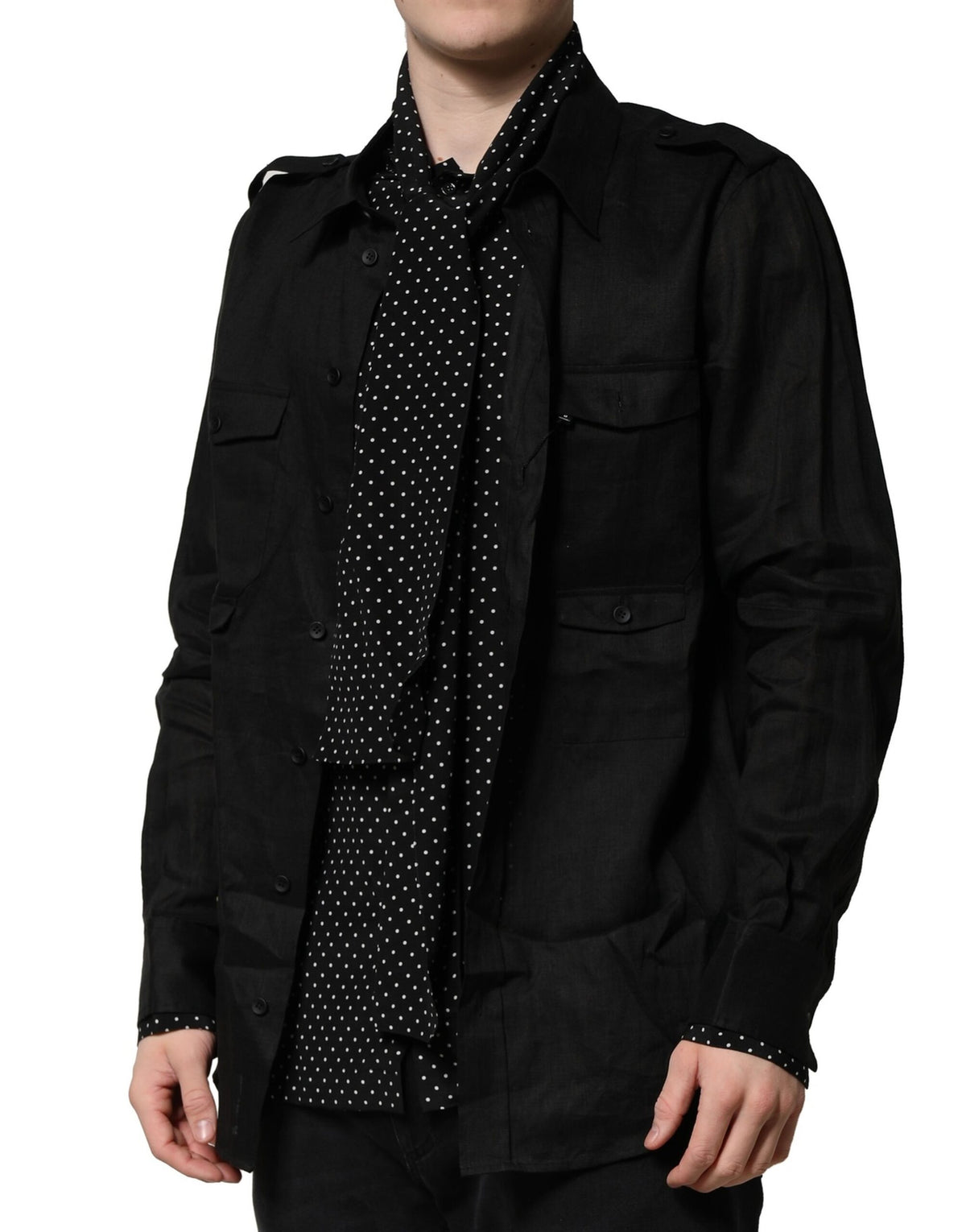 Dolce & Gabbana Polka Dot Linen Silk Shirt - Timeless Luxury