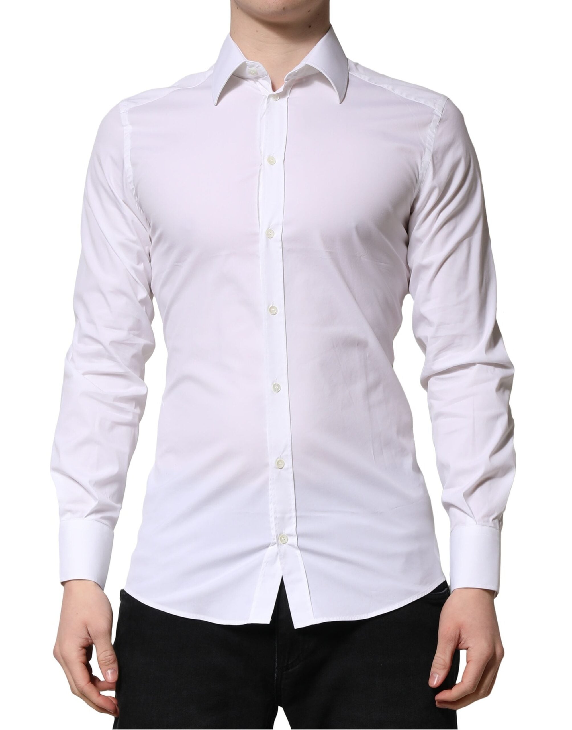 Dolce & Gabbana White GOLD Long Sleeves Dress Shirt - Exquisite Luxury