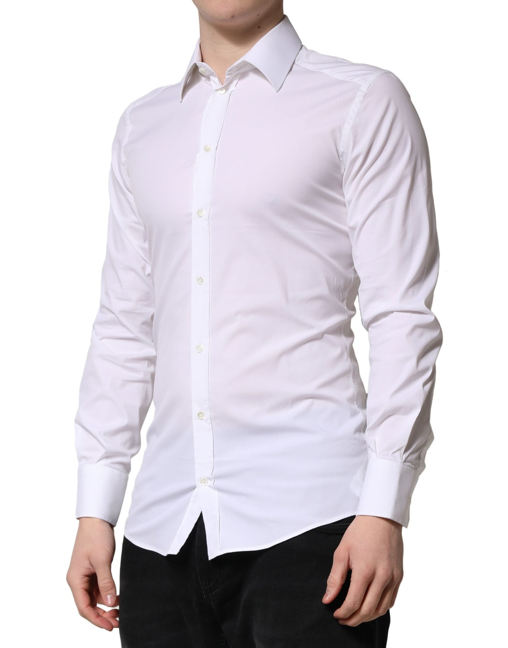 Dolce & Gabbana White GOLD Long Sleeves Dress Shirt, Italian Luxury