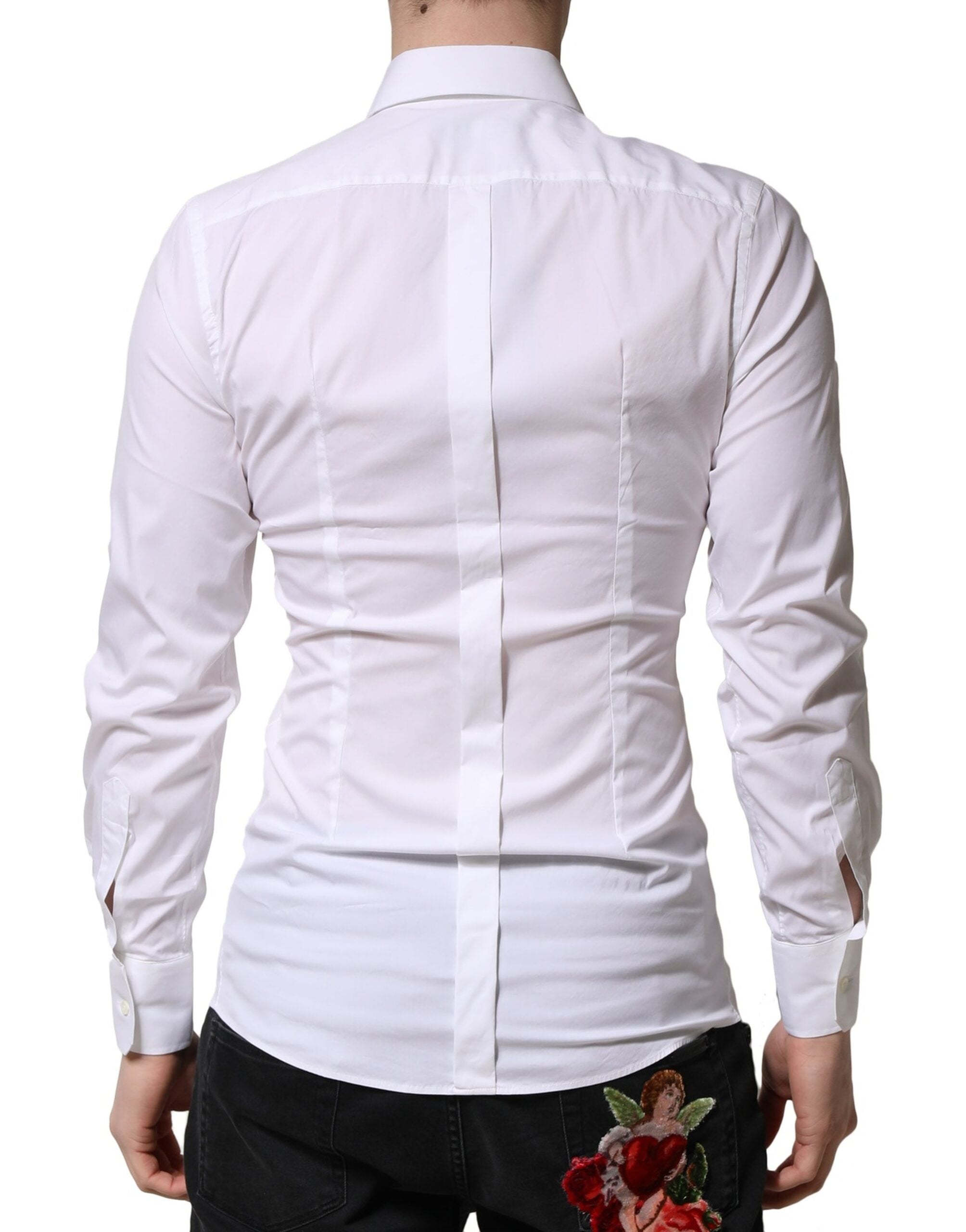 Dolce & Gabbana White GOLD Long Sleeves Dress Shirt, Artisanal Luxury