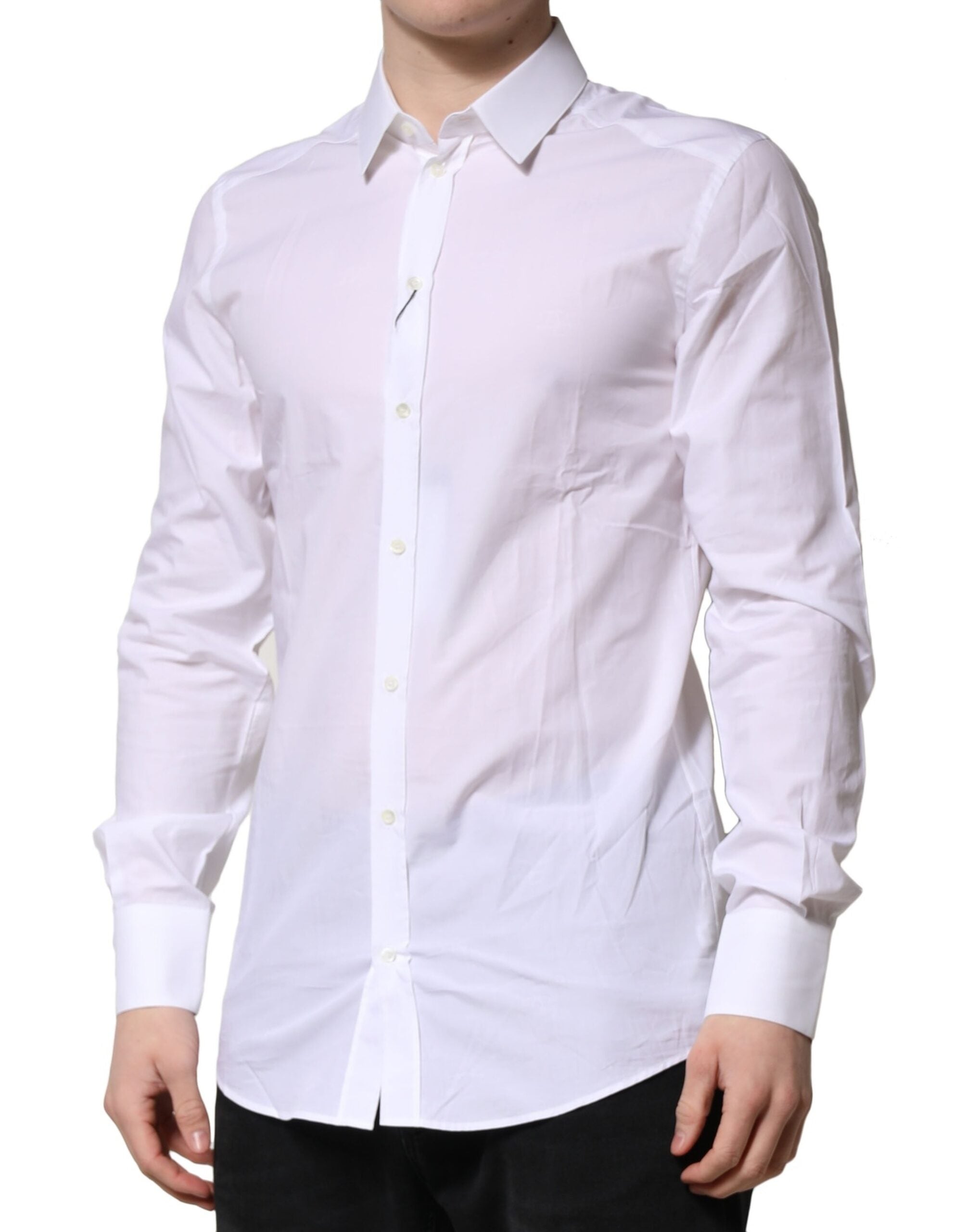 Dolce & Gabbana White GOLD Long Sleeves Dress Formal Shirt