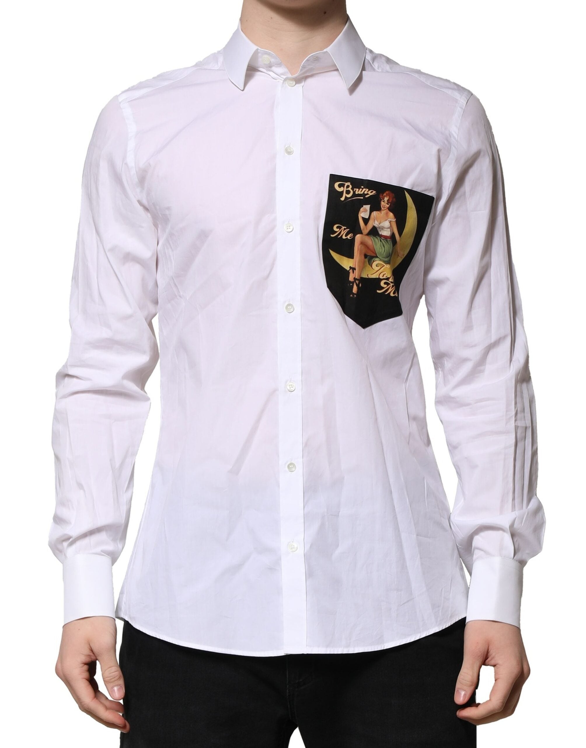 Dolce & Gabbana White MARTINI Long Sleeves Shirt - Exquisite Luxury