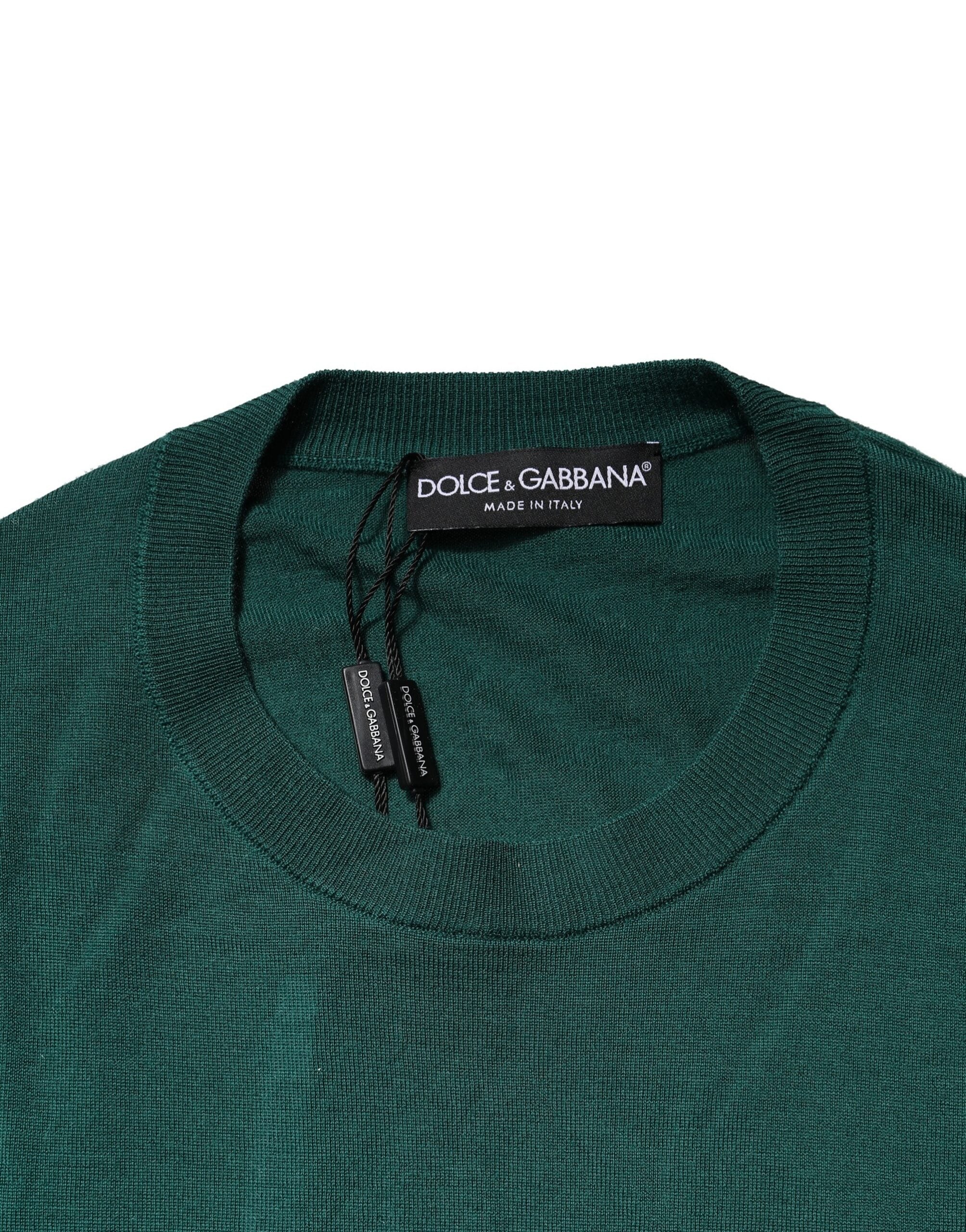 Dolce & Gabbana Green Cashmere Crew Neck Sweatshirt Sweater