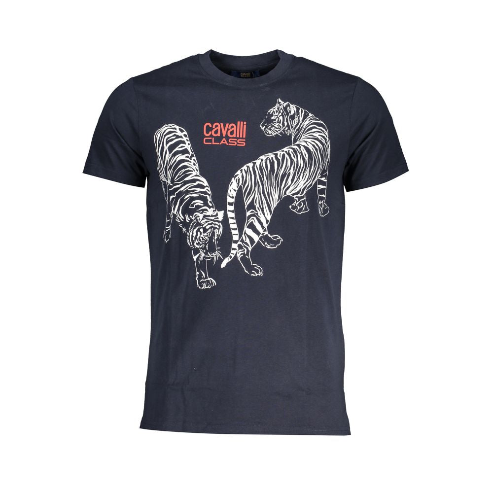 Discover the CAVALLI CLASS Blu Cotton Mens T-Shirt, where exquisite craftsmanship meets timeless elegance, perfect for those who embody sophistication and allure.