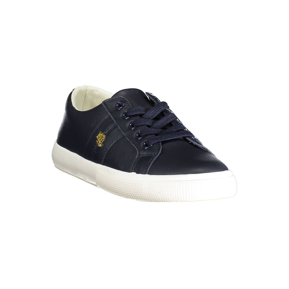 Elevate your style with the Ralph Lauren Blue Leather Women Sneaker, a seamless blend of luxury and athleticism, crafted for the discerning individual who embodies sophistication.