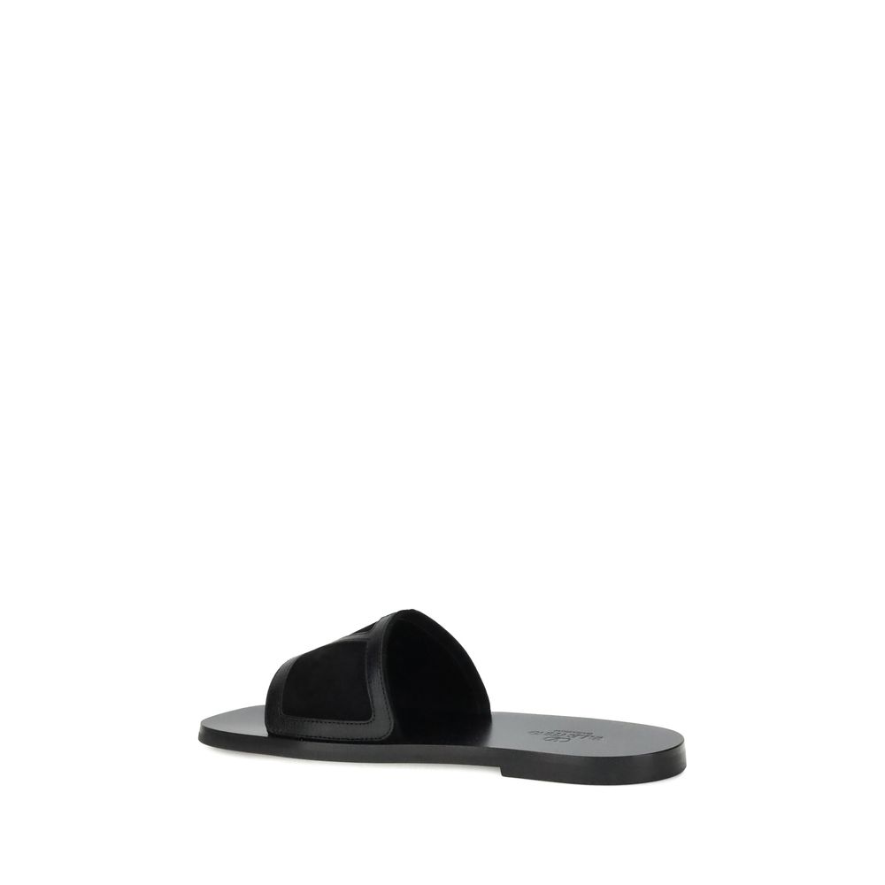 Valentino Garavani Black Calf Leather Bos Taurus Sandals