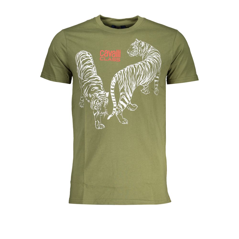 Experience the exquisite craftsmanship of the Cavalli Class Verde Cotton Men T-Shirt, a timeless piece that embodies luxury and effortless style for every occasion.