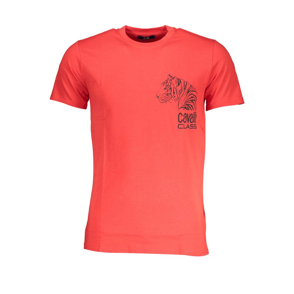 Elevate your style with the Cavalli Class Rosso Cotton Men T-Shirt, a luxurious blend of 100% Cotone, embodying sophistication and timeless elegance for the discerning individual.