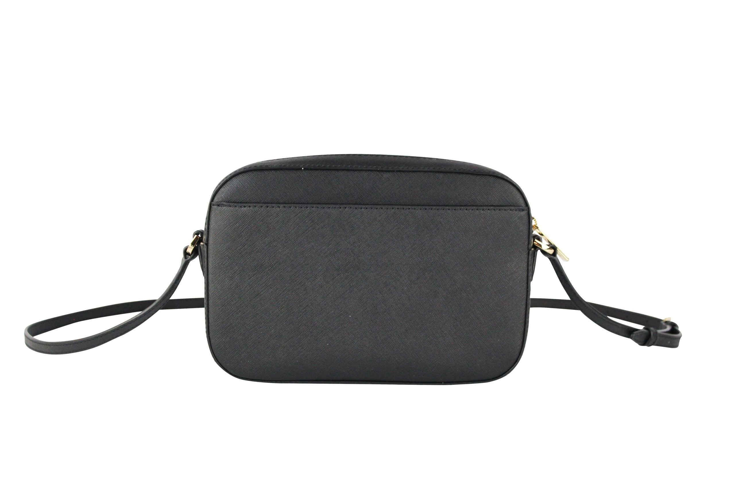 Michael Kors Jet Set Item Large East West Saffiano Leather Zip Chain Crossbody Handbag (Black Solid/Gold) - DEA STILOSA MILANO