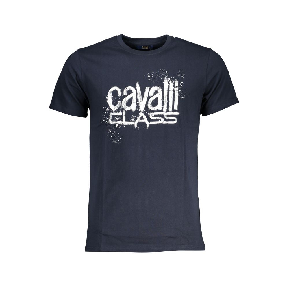 Elevate your style with the Cavalli Class Blu Cotton Men T-Shirt, a luxurious blend of comfort and sophistication, perfect for the discerning individual.