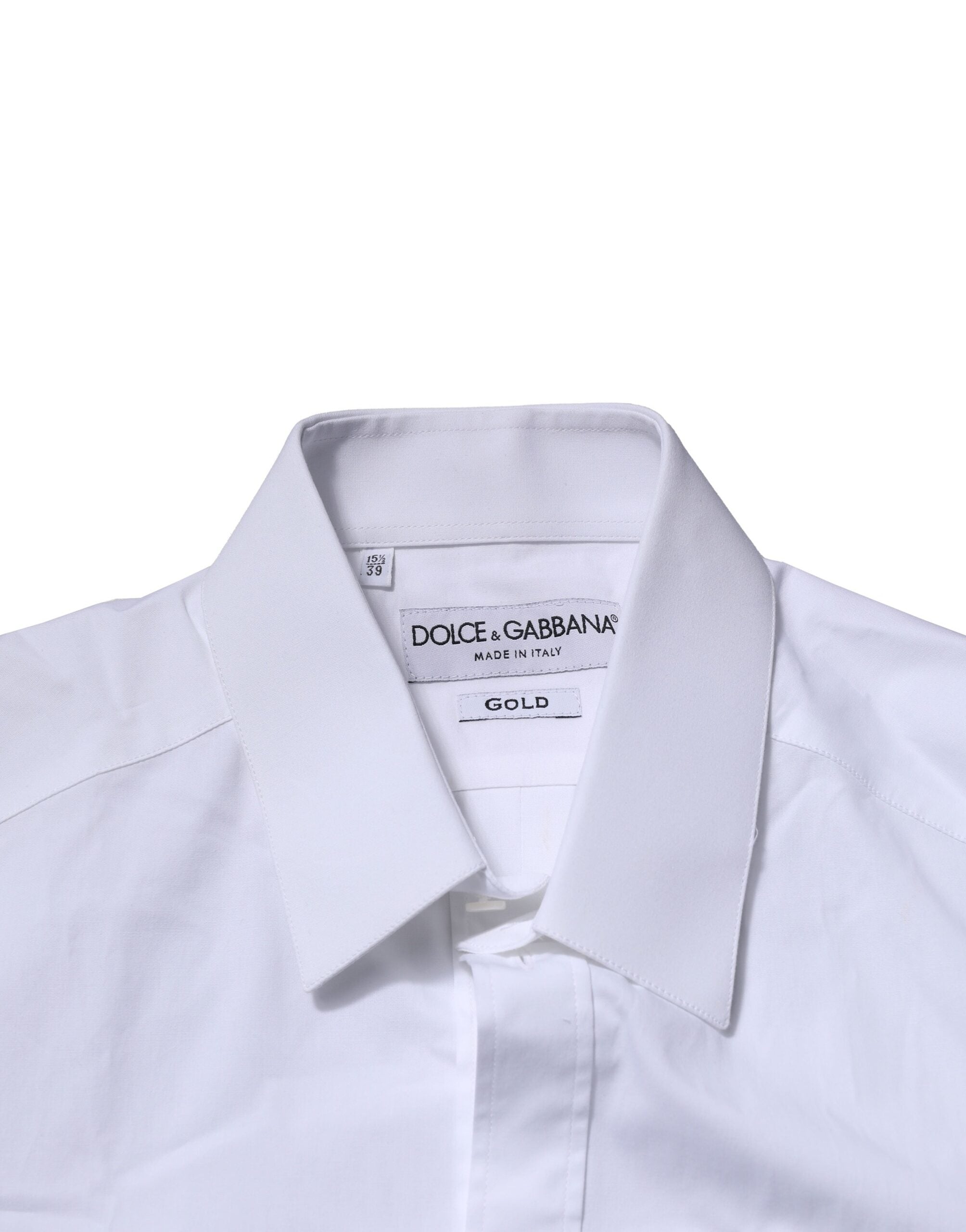 Dolce & Gabbana White Cotton GOLD Long Sleeves Formal Shirt