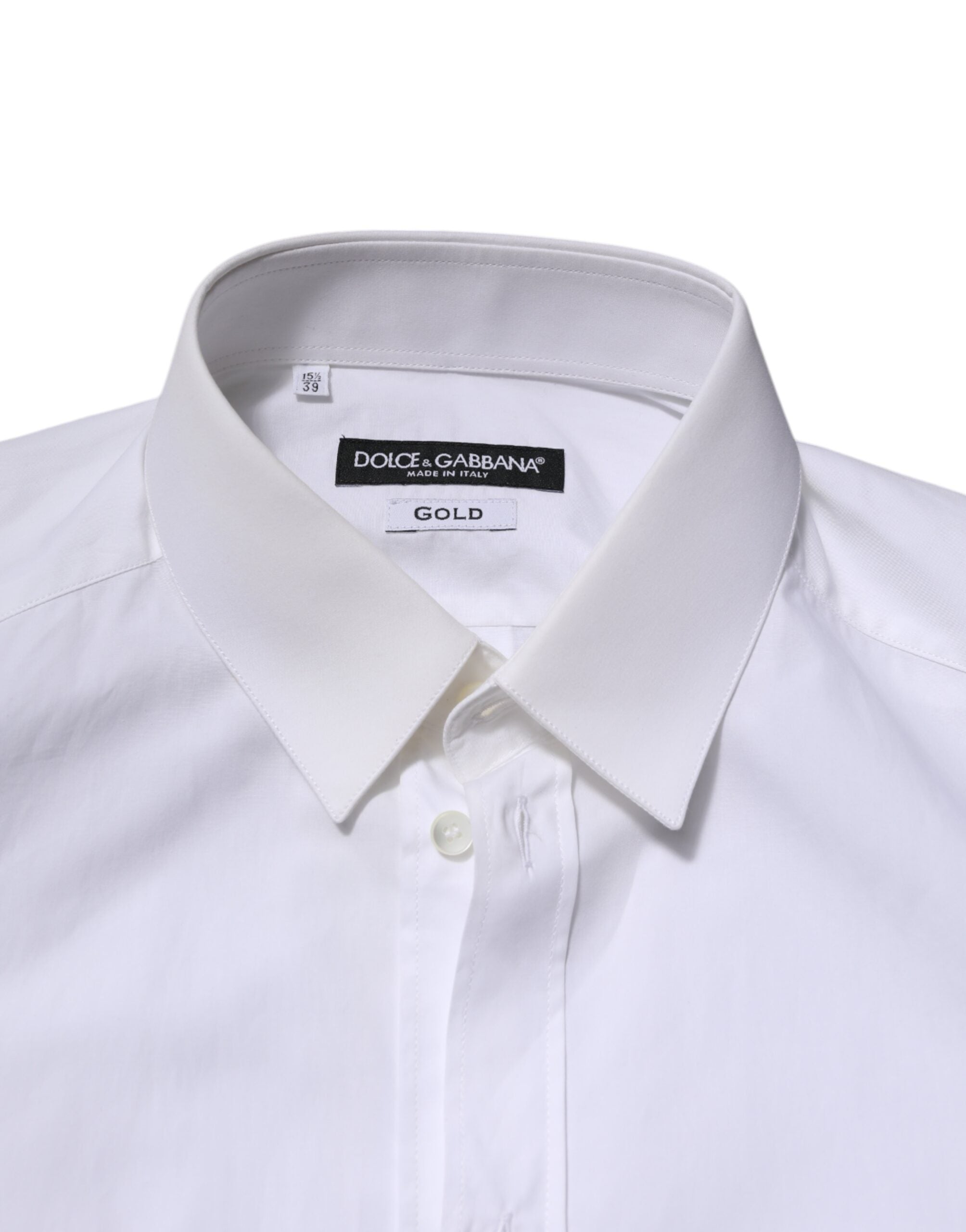Dolce & Gabbana White Cotton GOLD Long Sleeves Formal Shirt