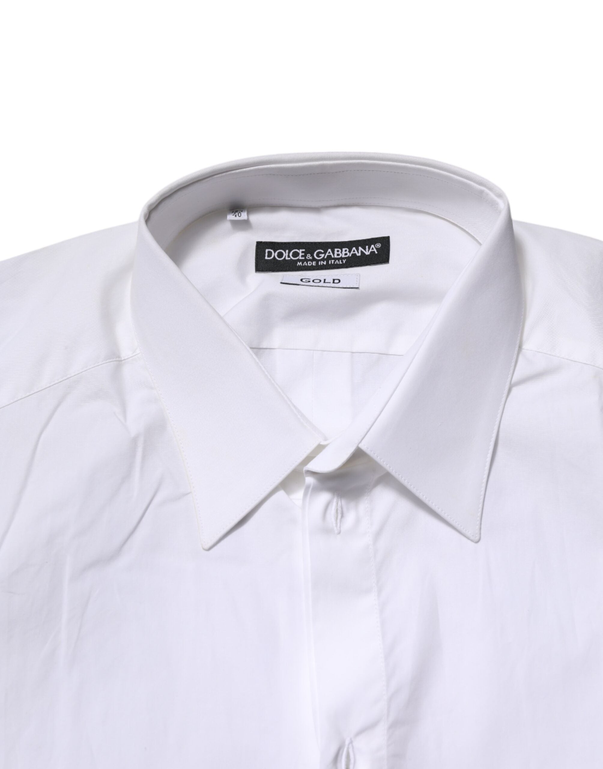 Dolce & Gabbana White Cotton GOLD Long Sleeves Formal Shirt