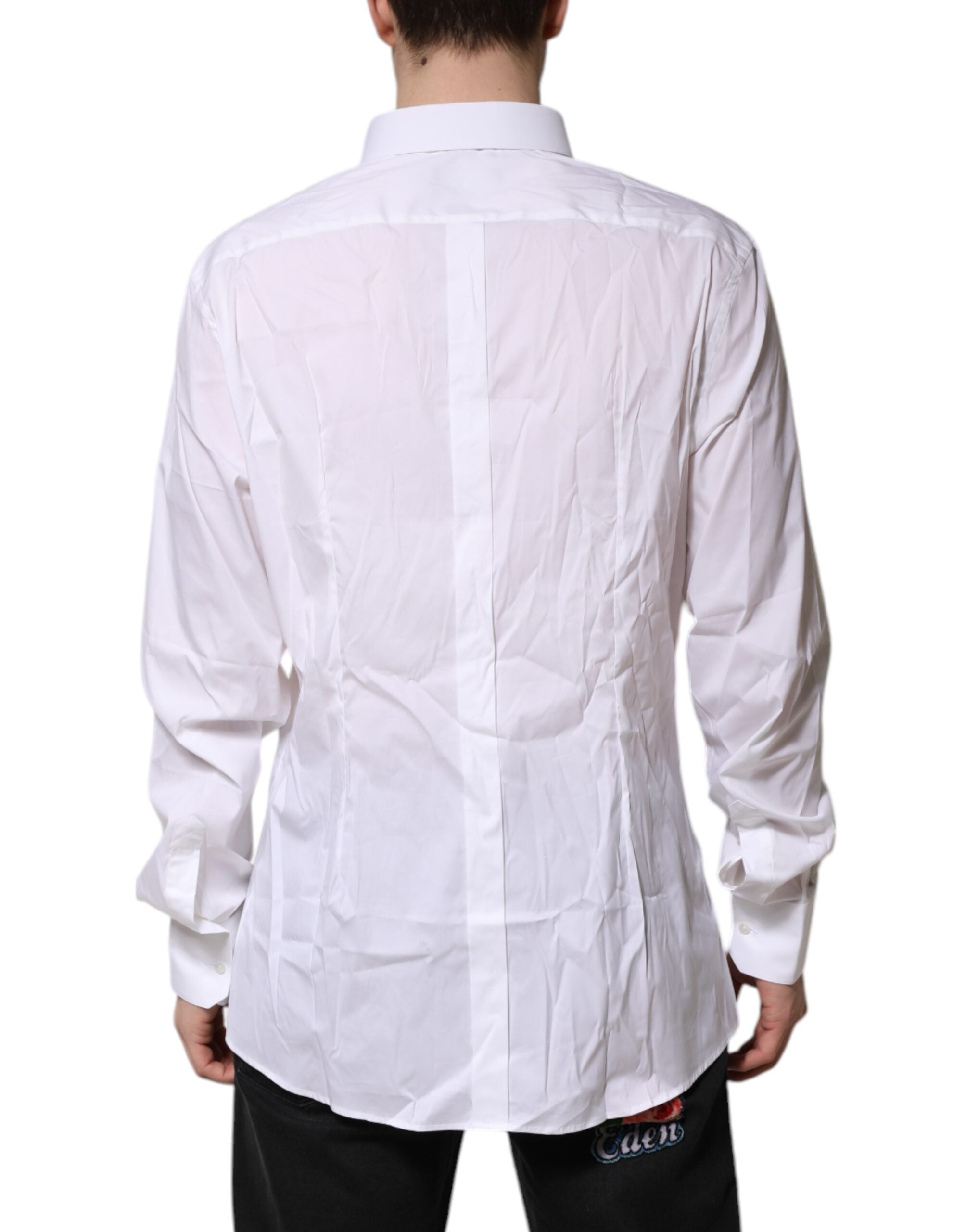 Dolce & Gabbana White Cotton GOLD Long Sleeves Formal Shirt