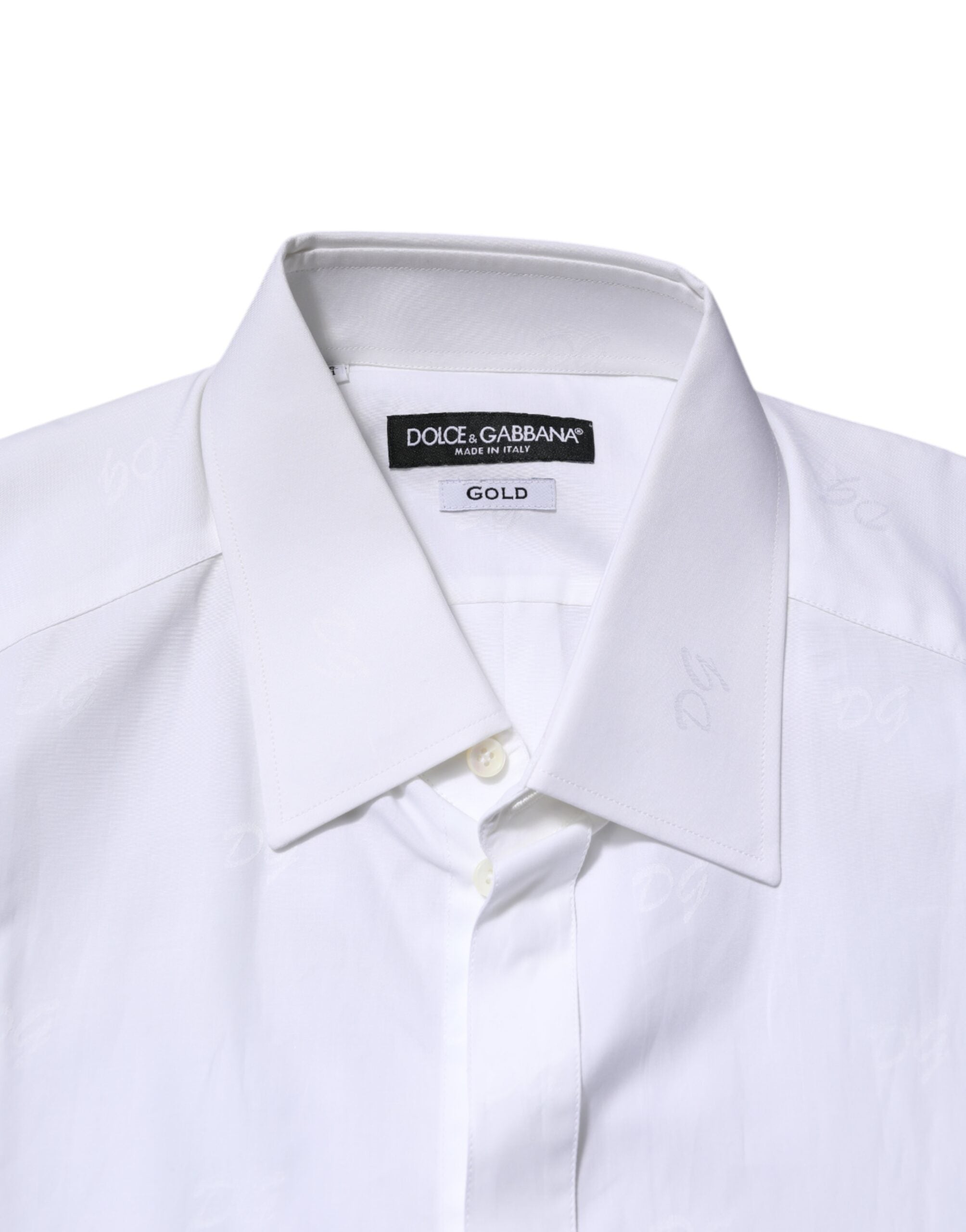 Dolce & Gabbana White Cotton GOLD Long Sleeves Formal Shirt