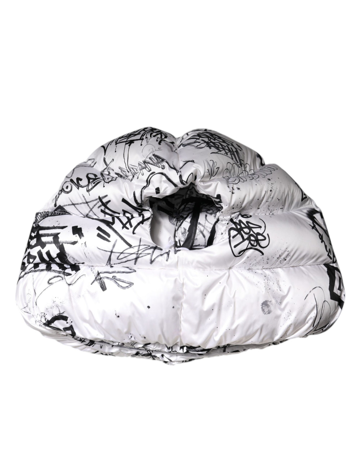 Discover the exquisite Dolce & Gabbana White Polyester Printed Hood Quilted Hat, a masterpiece of artisanal luxury that elevates your style with timeless elegance.