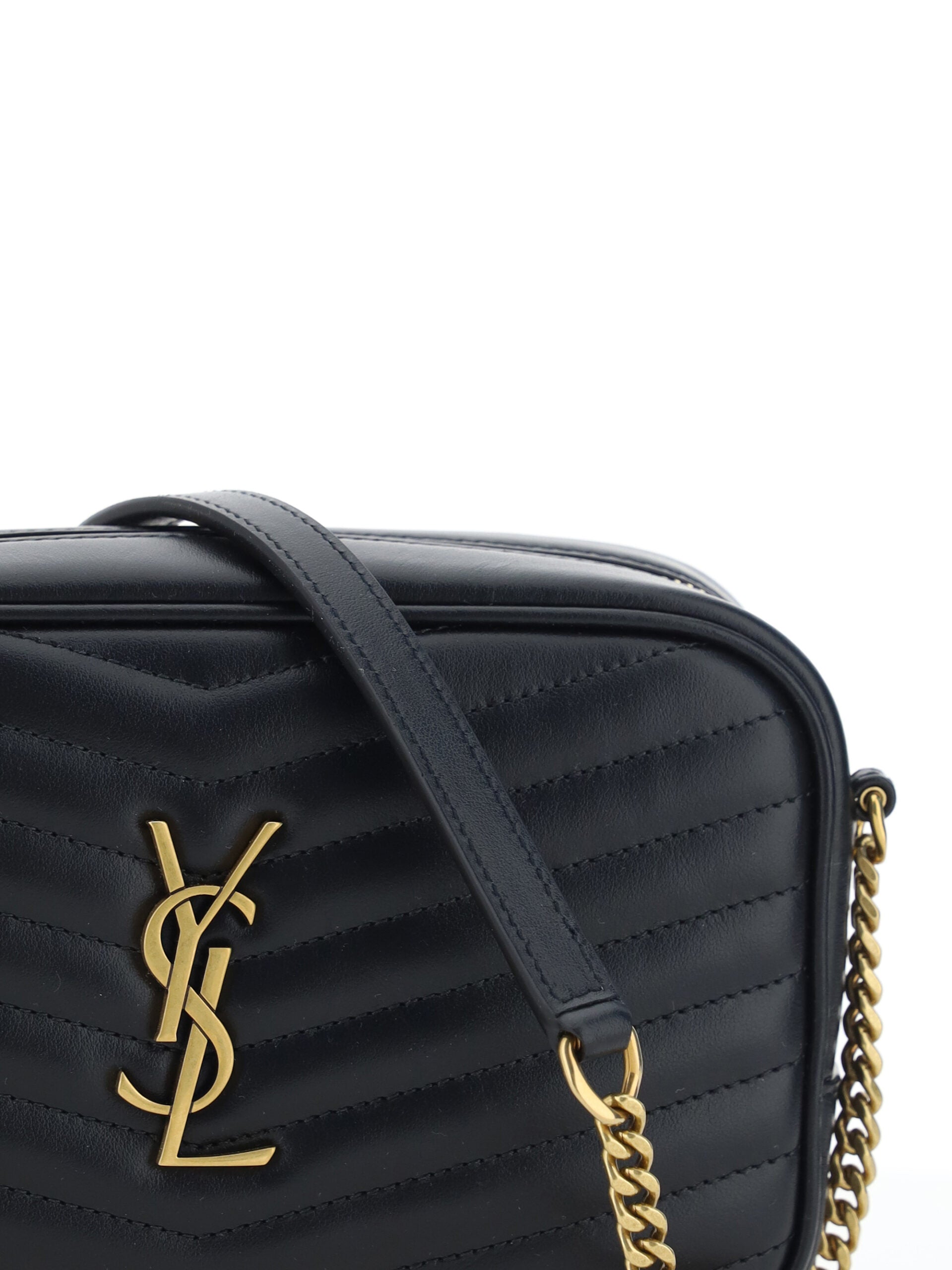 Saint Laurent Black Calf Leather Lou Small Shoulder Bag - DEA STILOSA MILANO