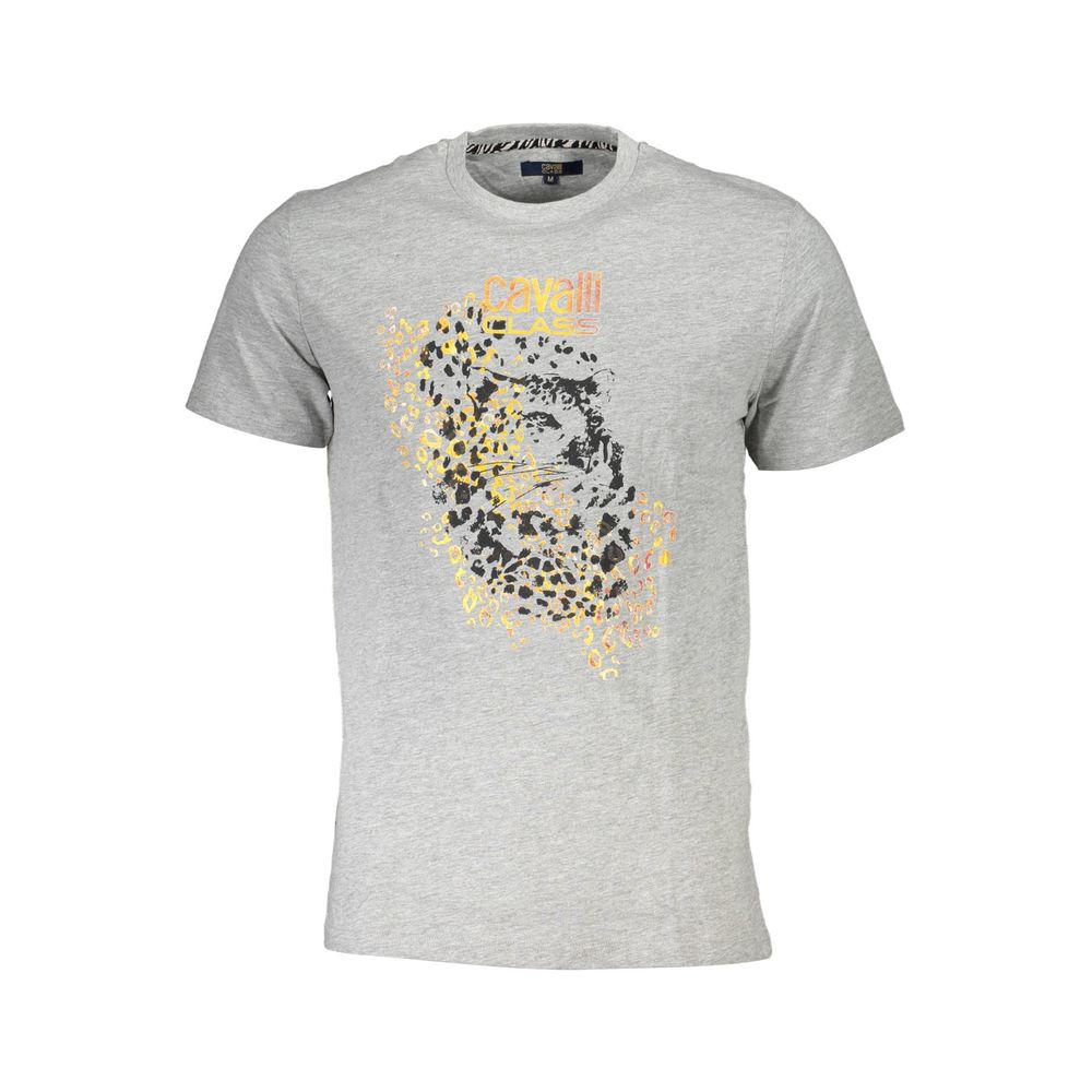 Indulge in the Cavalli Class Grigio Cotton Men's T-Shirt, a masterpiece of luxurious cotton, where refined craftsmanship meets timeless elegance for the discerning individual.