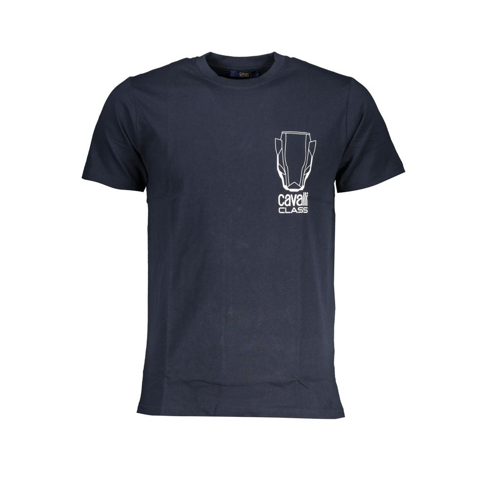 Elevate your style with the Cavalli Class Blu Cotton Men T-Shirt, crafted from 100% Cotone for a luxurious blend of comfort and sophistication.