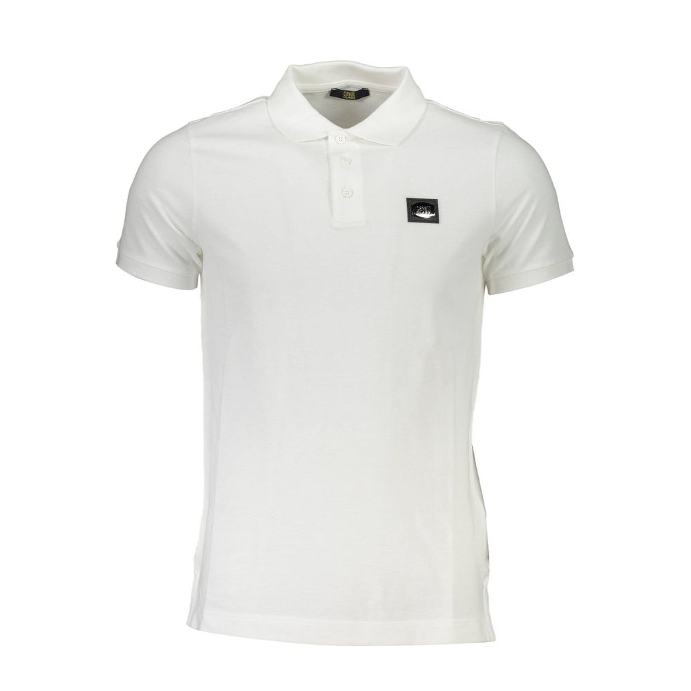 Elevate your wardrobe with the Cavalli Class Bianco Cotton Men Polo, a masterpiece of 100% pure cotton, blending timeless elegance with modern sophistication.