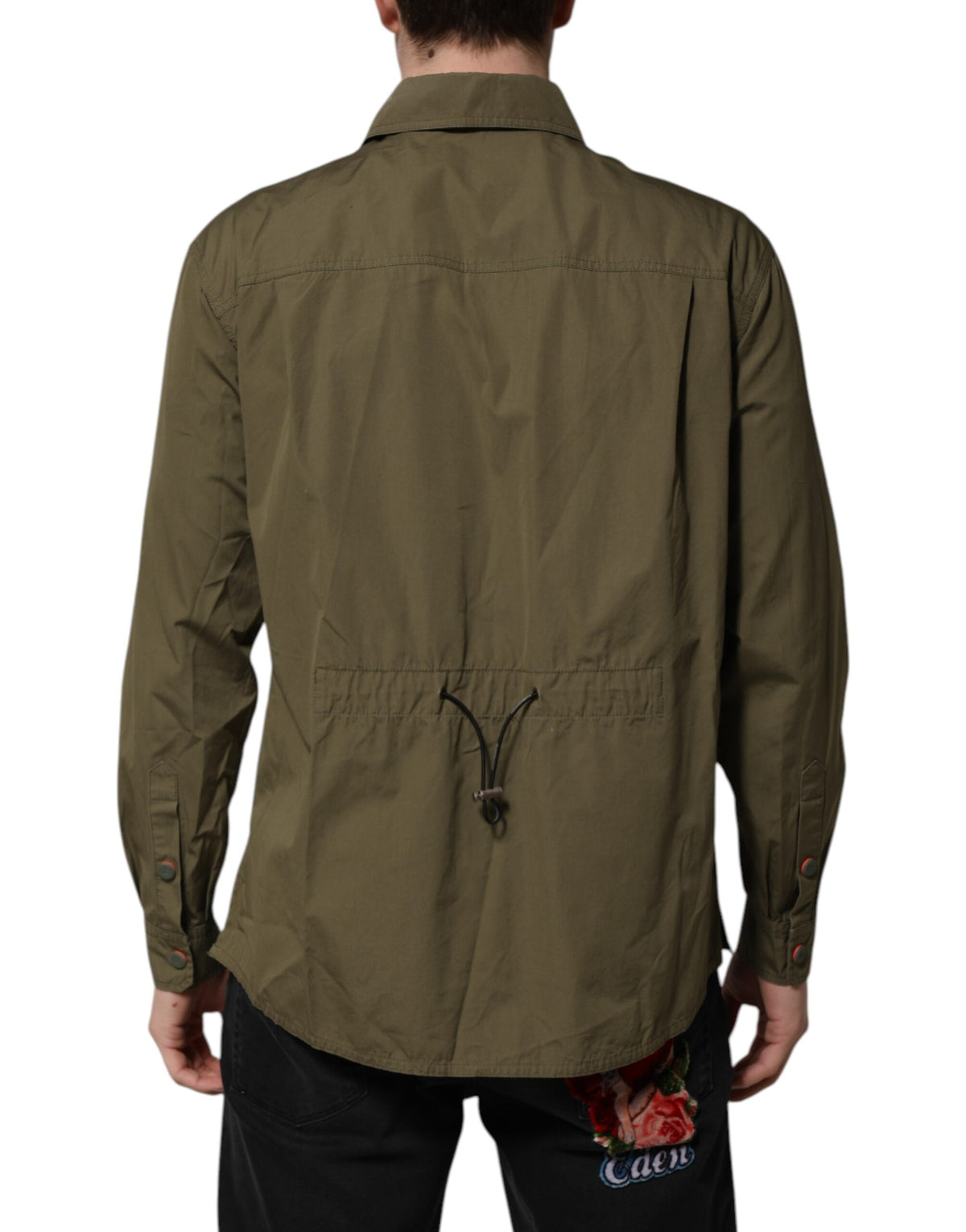 Discover the exquisite Dolce & Gabbana Army Green Button Down Long Sleeves Shirt, a timeless blend of luxury and comfort, crafted from premium cotton and nylon for effortless elegance.