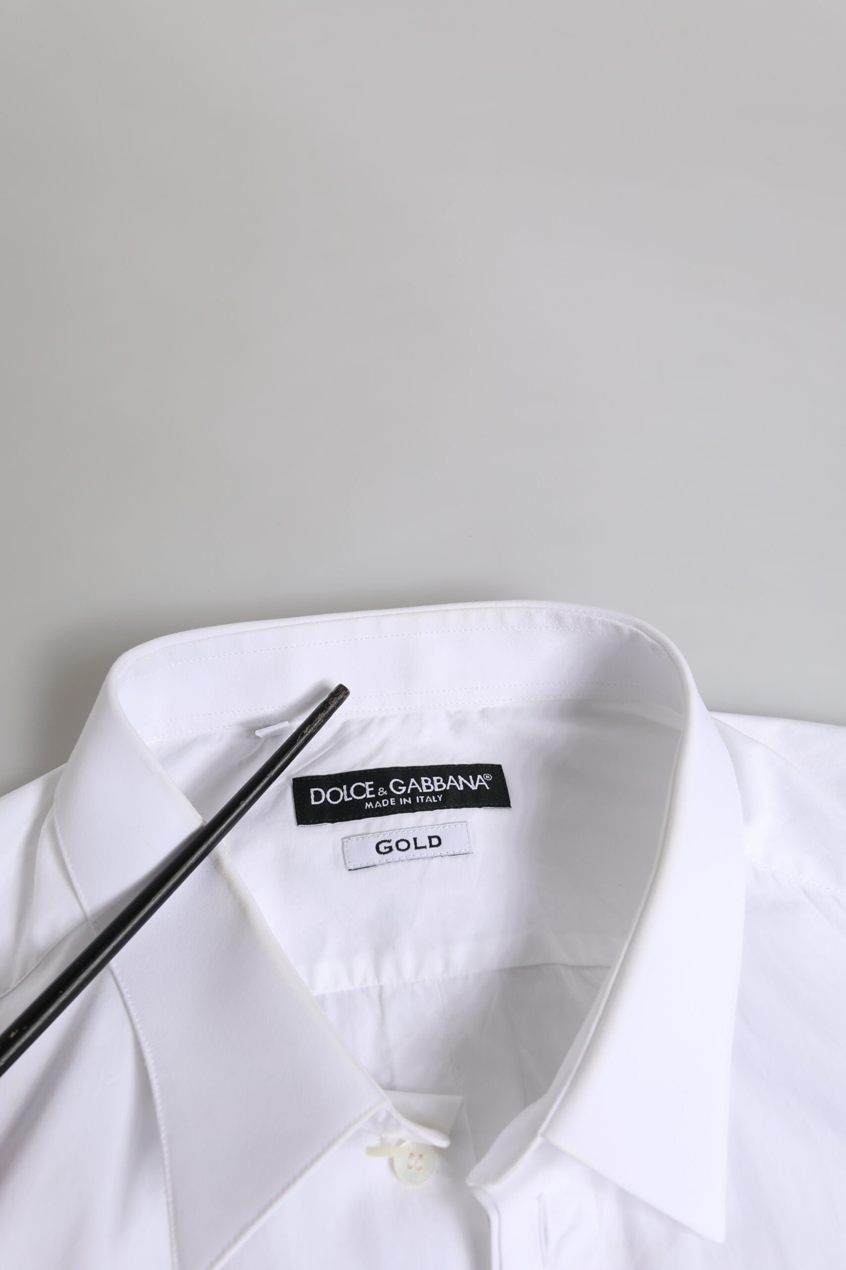 Dolce & Gabbana White Cotton GOLD Long Sleeves Dress Shirt