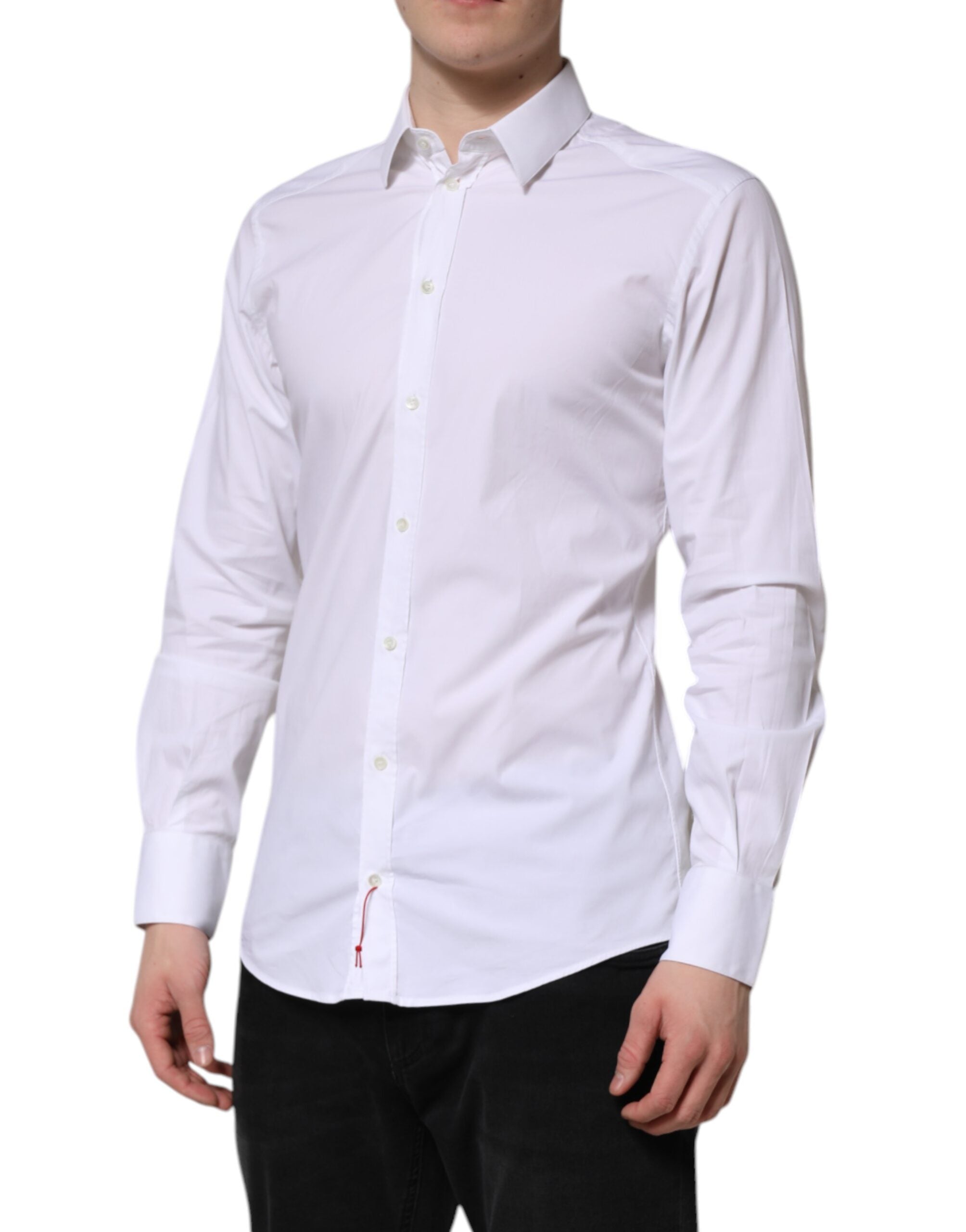 Dolce & Gabbana White Cotton GOLD Long Sleeves Dress Shirt