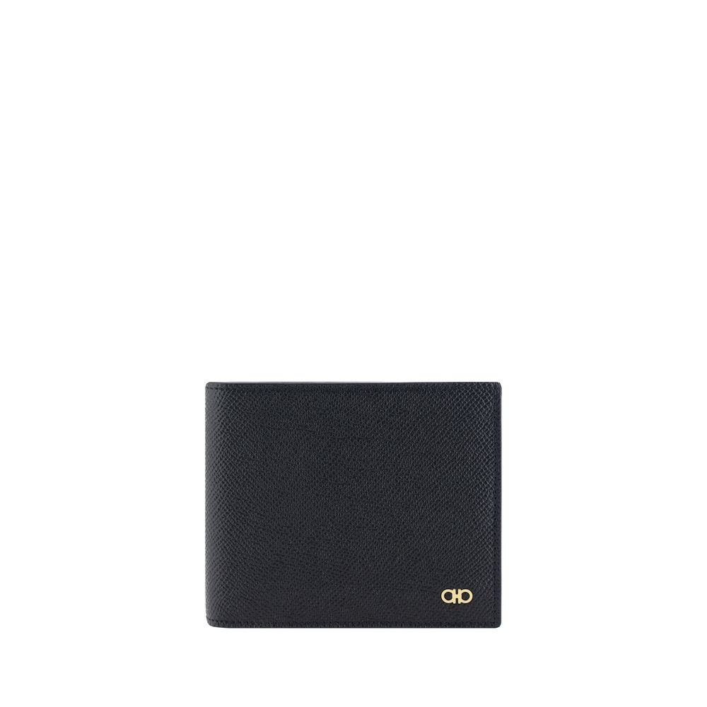 Indulge in the Ferragamo Black Calf Leather Bos Taurus Wallet, a masterpiece of exquisite craftsmanship and timeless elegance, perfect for the discerning individual.