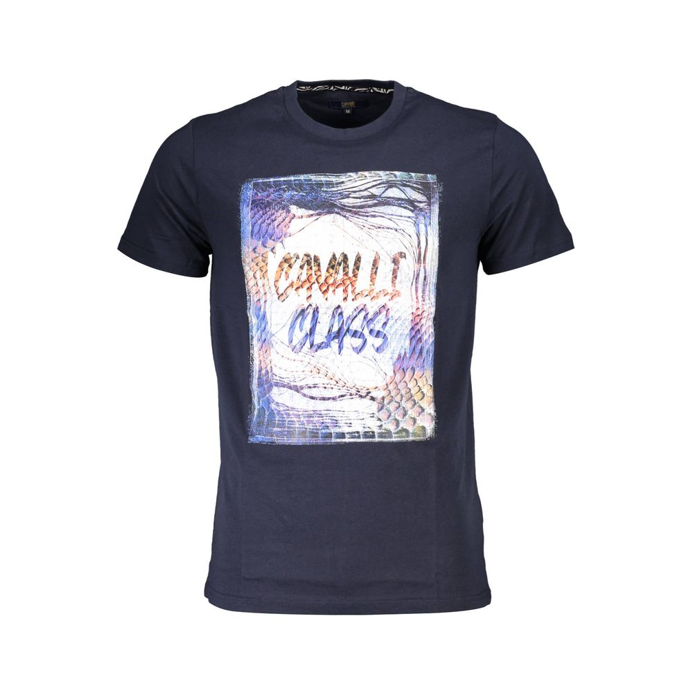 Elevate your style with the CAVALLI CLASS Blue Cotton Men's T-Shirt, a luxurious blend of 100% premium cotton, embodying modern sophistication and timeless elegance.