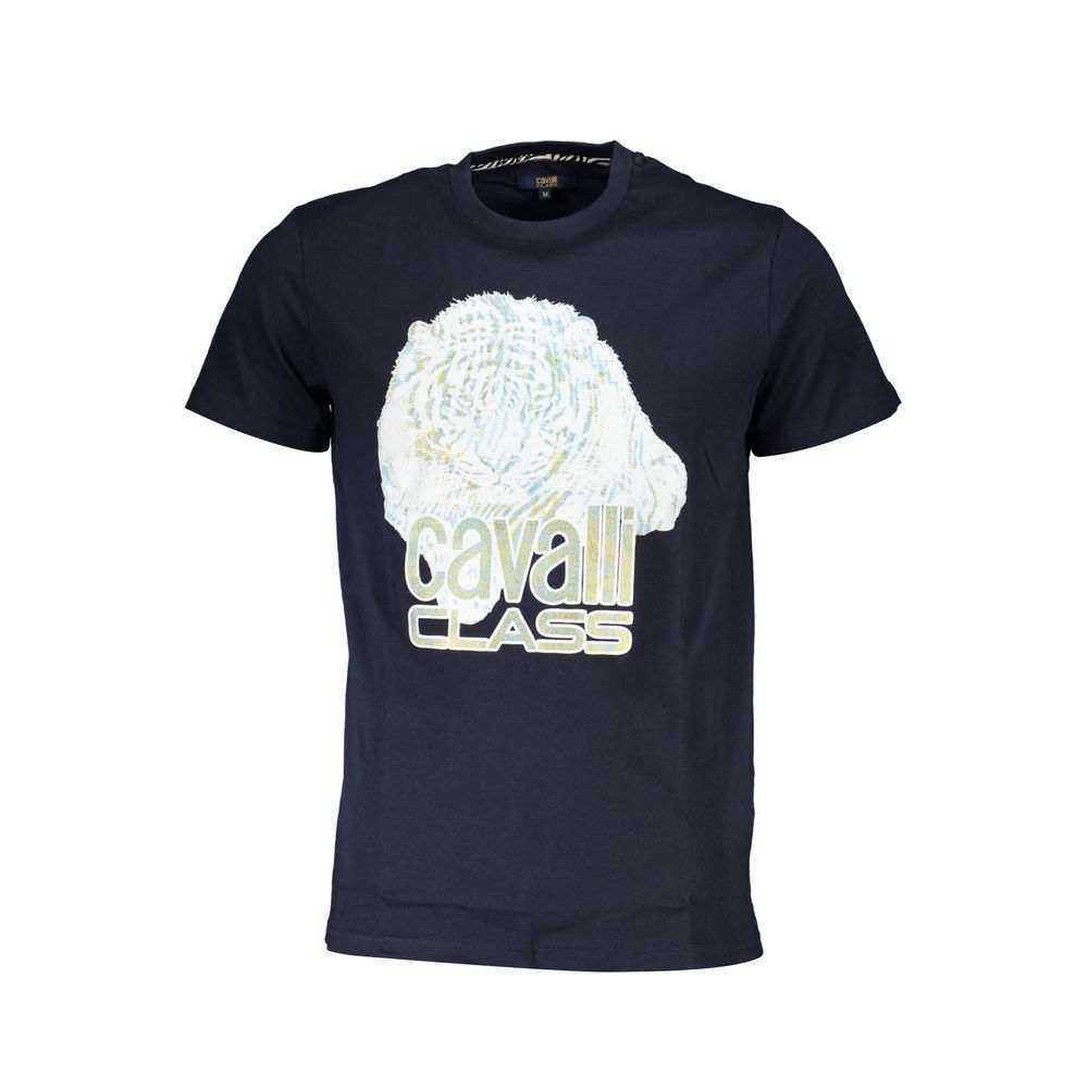 Experience the exquisite craftsmanship of the CAVALLI CLASS Blu Cotton Men T-Shirt, a timeless blend of luxury and elegance, perfect for the discerning individual.