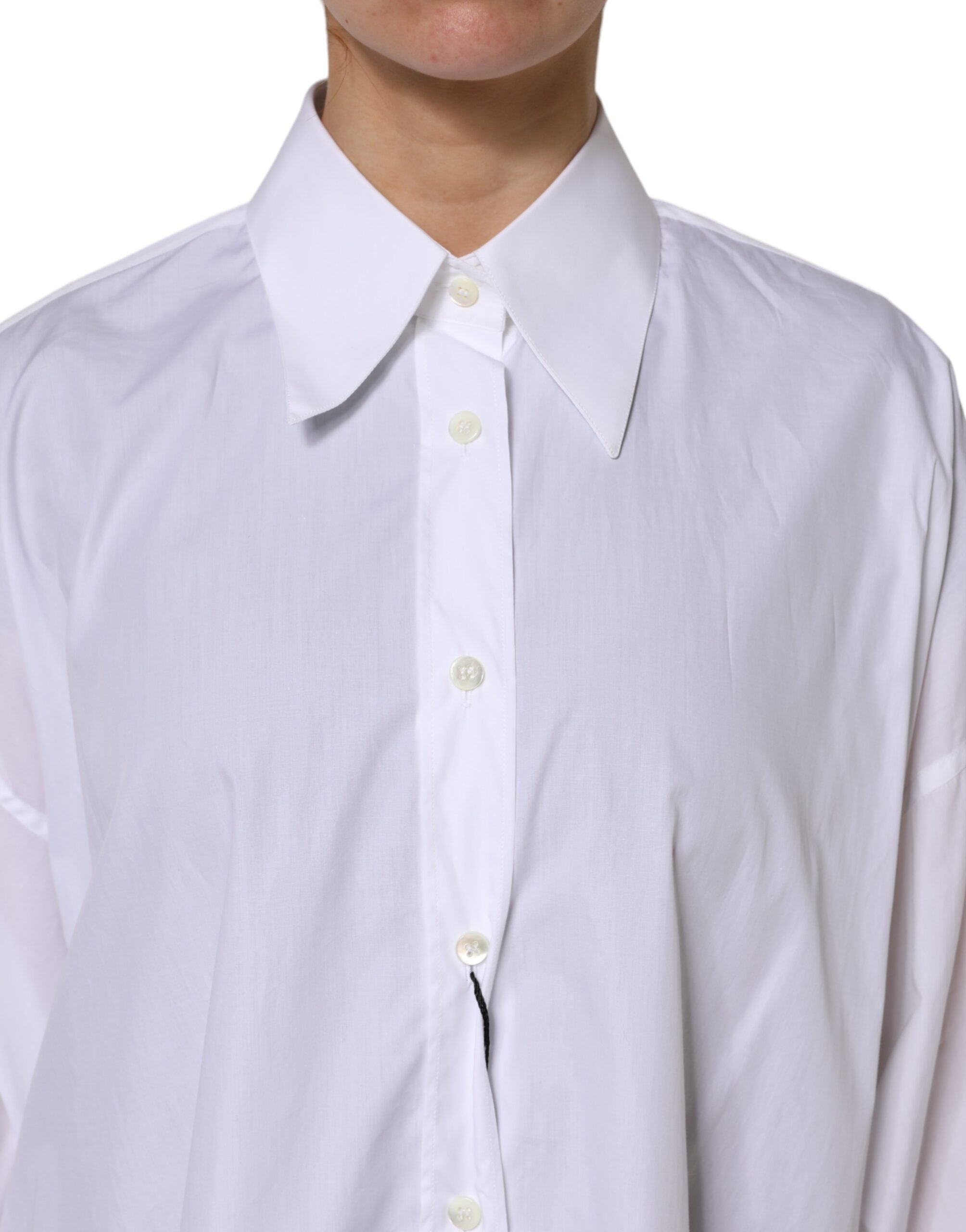 Dolce & Gabbana White Cotton Collared Shirt Long Sleeve Top