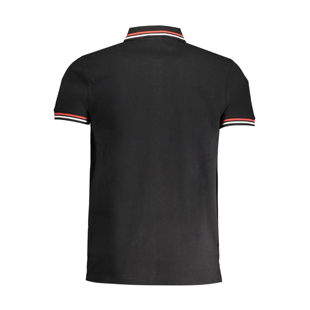 Elevate your style with the Cavalli Class Black Cotton Polo Shirt, a masterpiece of exquisite craftsmanship and timeless elegance, perfect for discerning tastes.