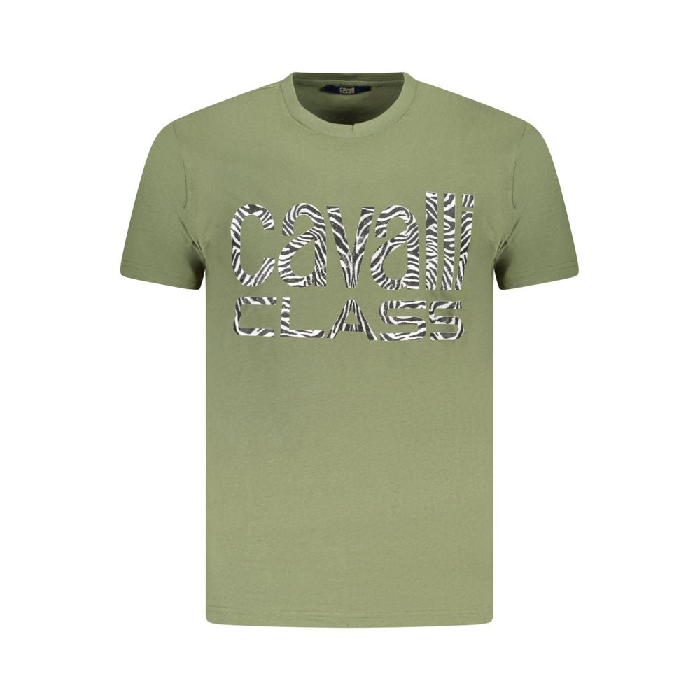 Elevate your wardrobe with the Cavalli Class Verde Cotton Men T-Shirt, a luxurious blend of comfort and style, perfect for the discerning fashion connoisseur.
