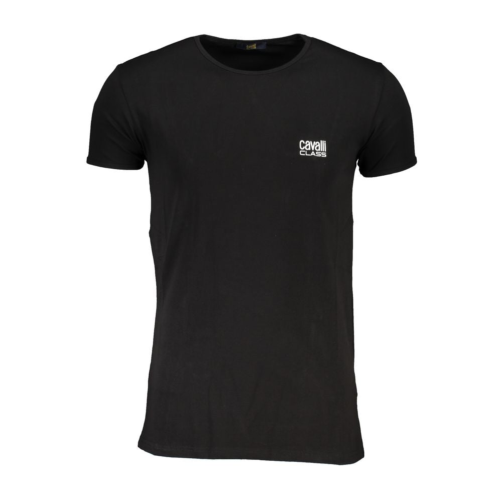 Elevate your wardrobe with the Cavalli Class Black Cotton Men's T-Shirt, a timeless luxury essential crafted in Italy, embodying sophistication and exquisite comfort.