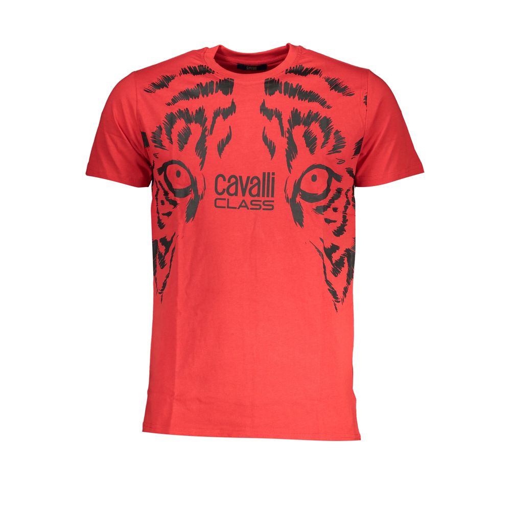 Elevate your wardrobe with the Cavalli Class Rosso Cotton Men T-Shirt, crafted from premium Cotone for a tailored fit that embodies luxury and sophistication.